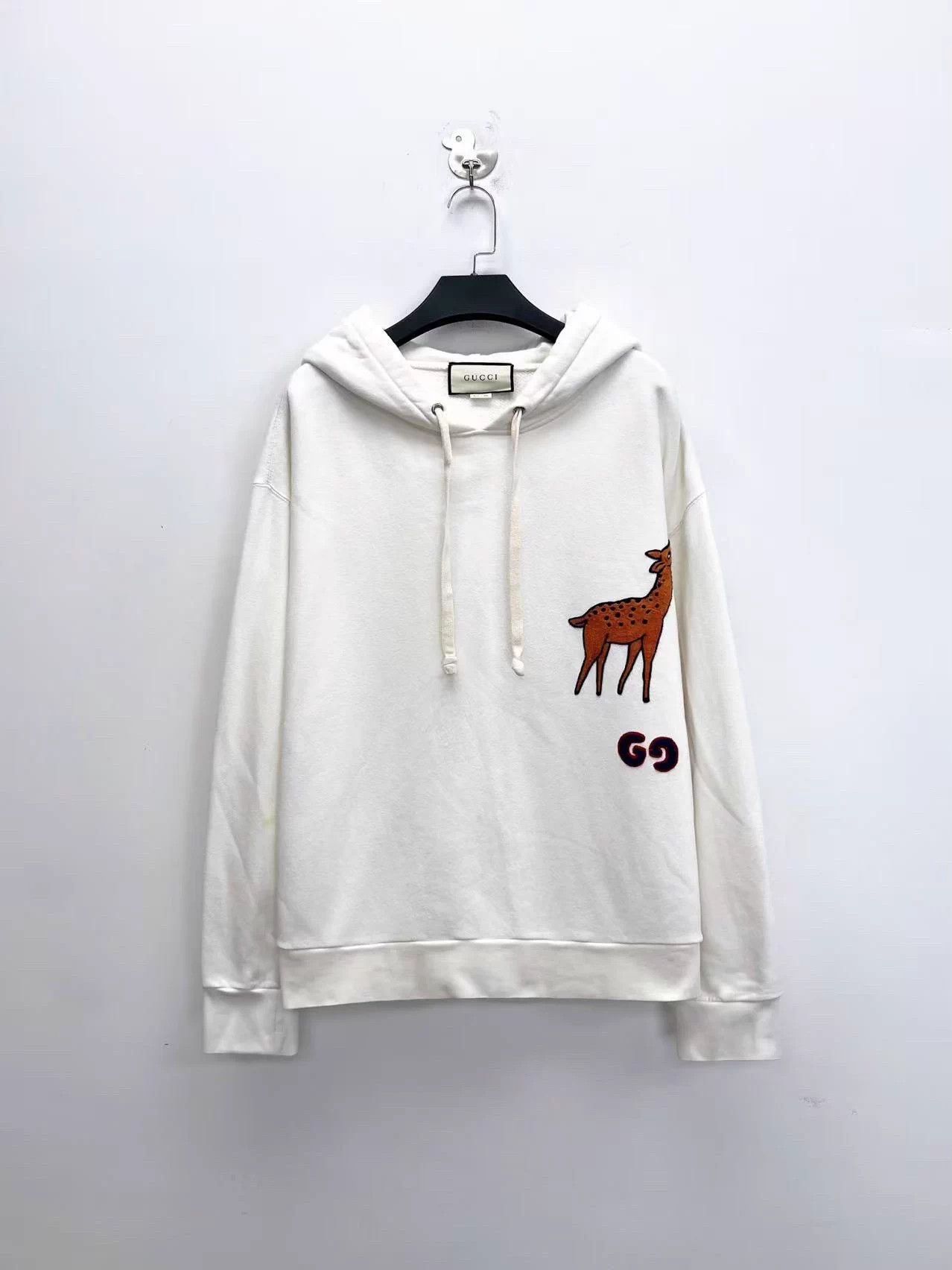 Gucci Gucci White Embroidered GG Giraffe Hoodie L Unisex Size US L / EU 52-54 / 3 - 1 Thumbnail