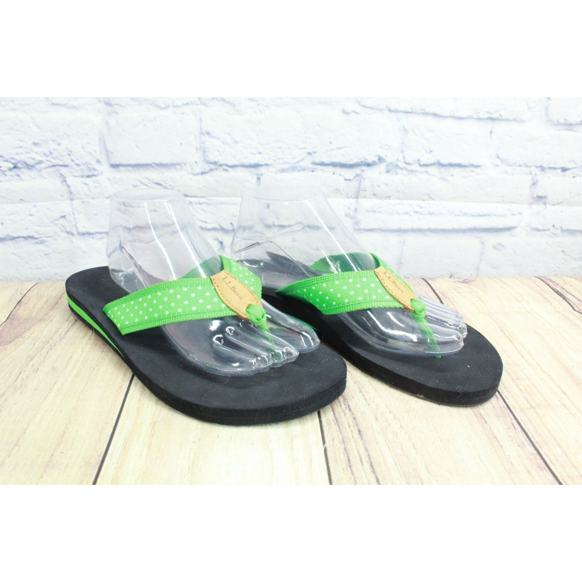 L.L. Bean LL Bean Green Polka Dot Nylon Thong Flip Flops Women's 9 M Size US 9 / IT 39 - 3 Thumbnail