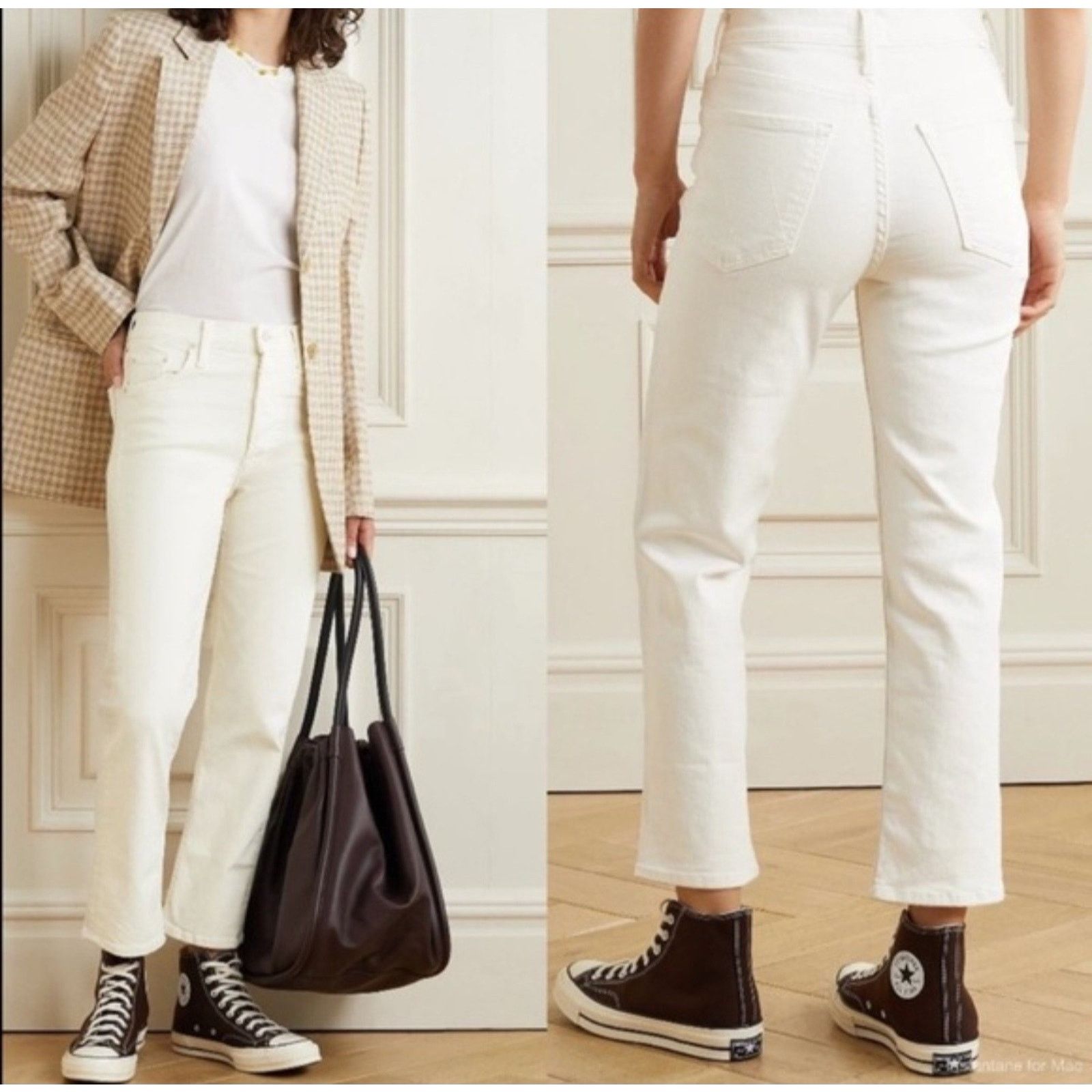 MOTHER Mother The Tomcat Ankle Jeans In Cream Puffs 25 Size 23" - 1 Thumbnail
