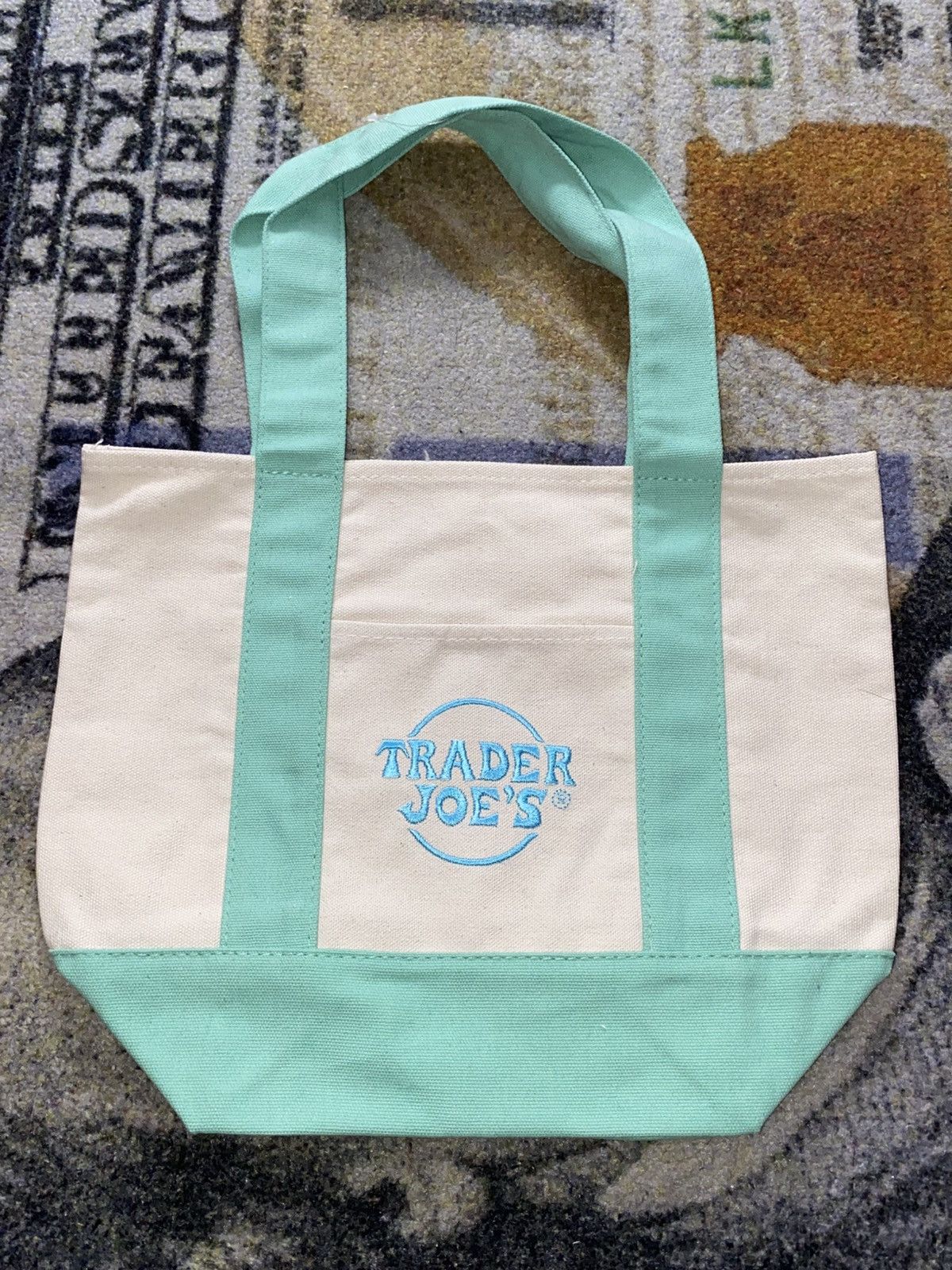 Random Trader Joes Mini Canvas Tote Bag in Green, Men's