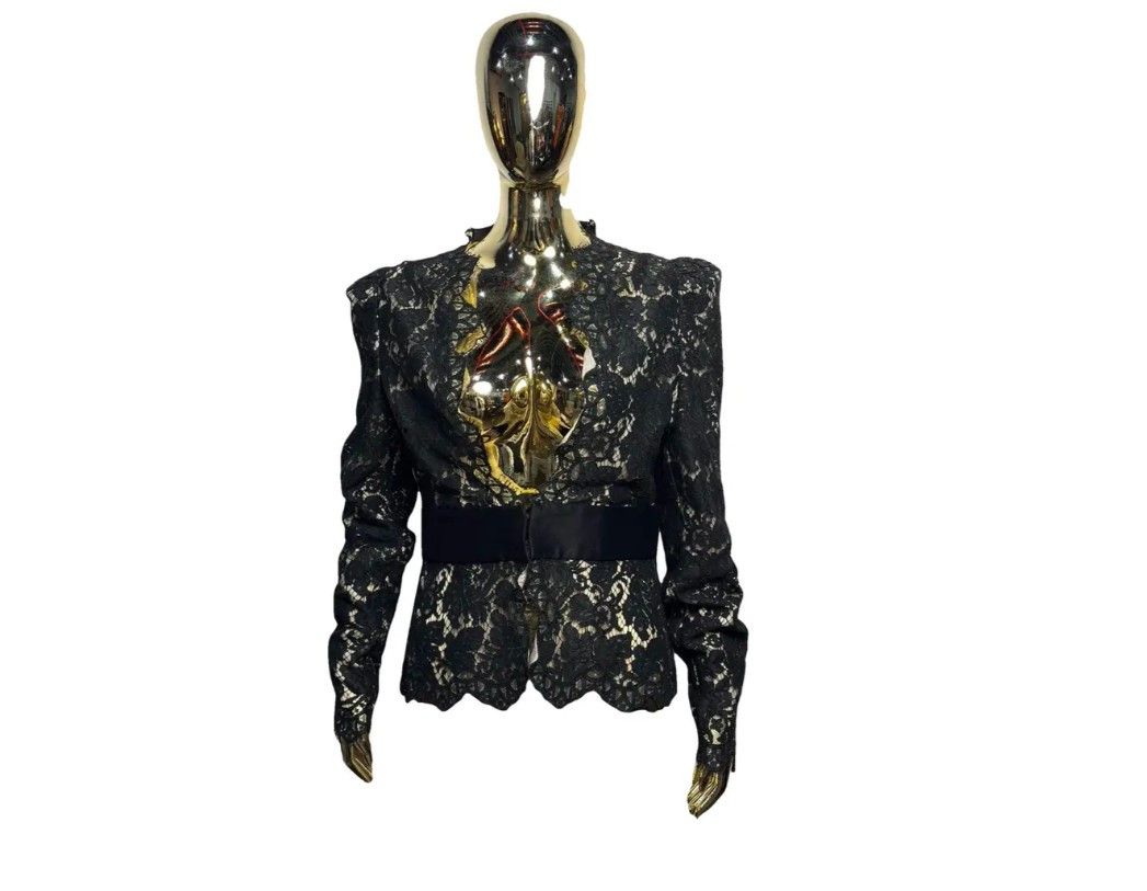 Stella McCartney Stella McCartney Black Lace Tailored Jacket Size L / US 10 / IT 46 - 1 Thumbnail