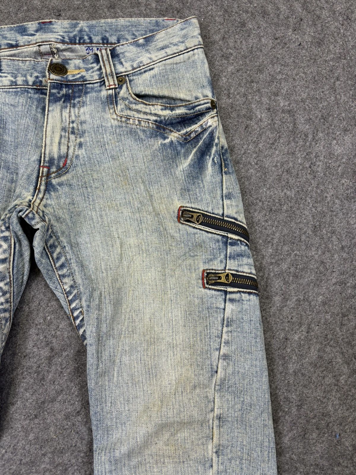 Japanese Brand 💥Twisted Flare Zipper💥Rattle Trap Japan Mudwash Denim K36 Size US 33 - 3 Thumbnail