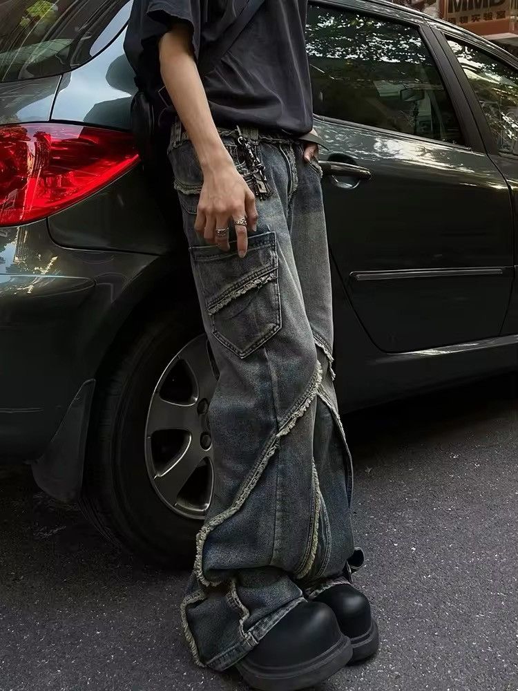 Japanese Brand × Jean Retro heavy-duty stitching raw edge micro-flared jeans y2k Size US 32 / EU 48 - 2 Thumbnail