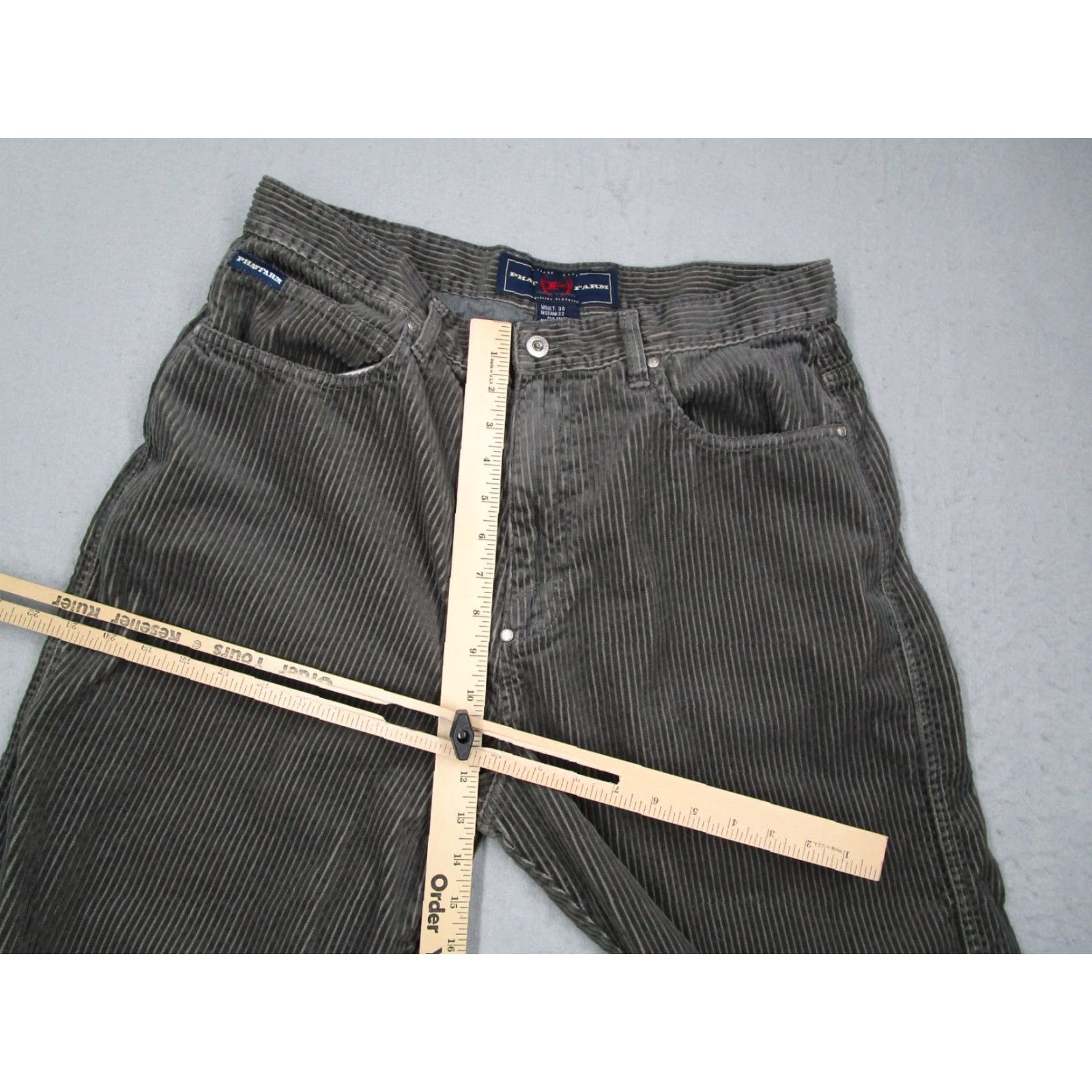 Todd Snyder VINTAGE Phat Farm Pants Mens 34 Gray Corduroy Chino Flat Front 5-Pocket Regular Inseam 31in Mens Size US 34 / EU 50 - 3 Thumbnail