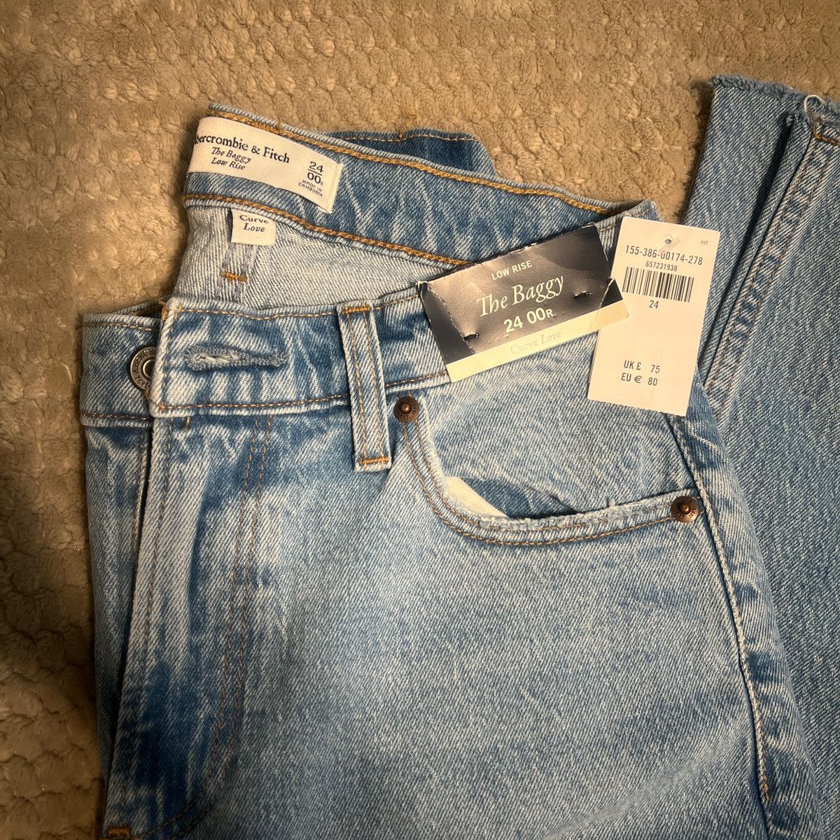 Abercrombie & Fitch Baggy Low Rise Curve Love Size 24" / US 00 / IT 34 - 2 Thumbnail