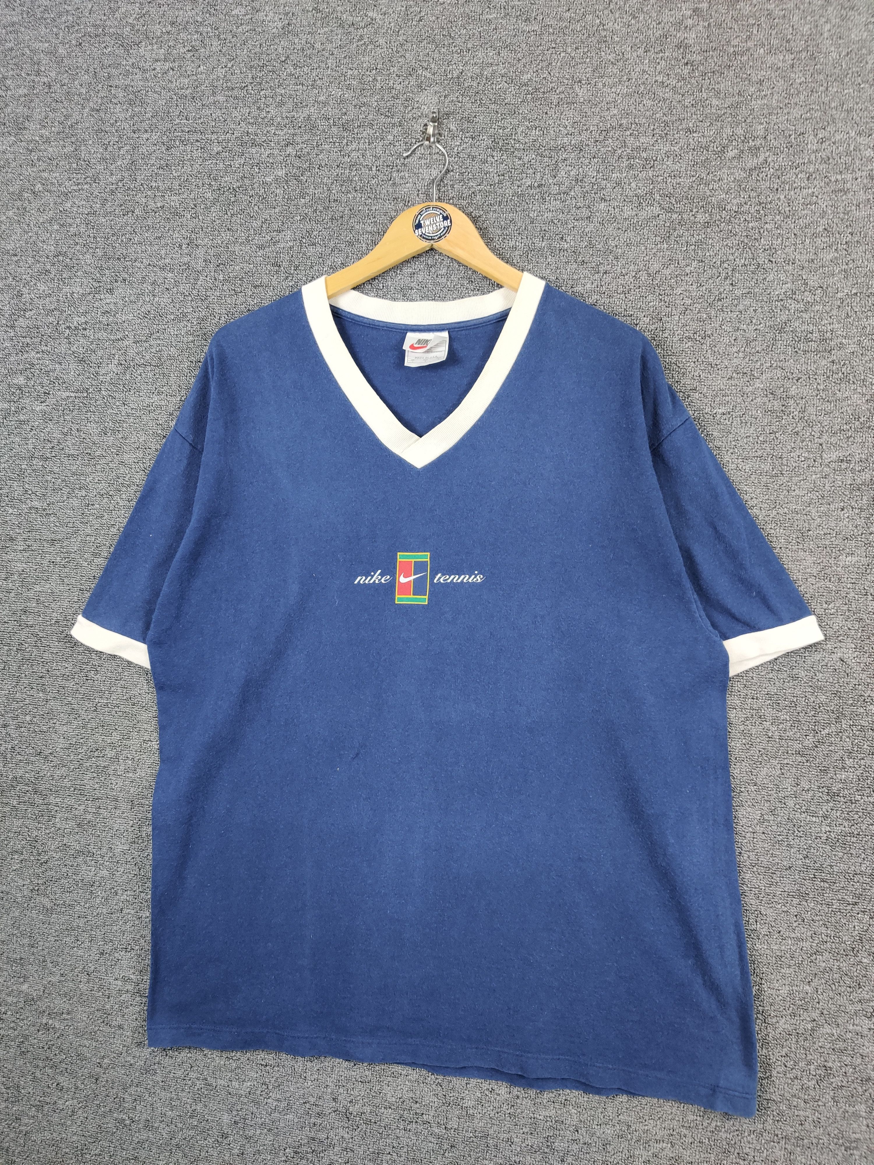 Nike Vintage 90's Nike Tennis Court V Neck Tee Tshirt Size US L / EU 52-54 / 3 - 2 Thumbnail