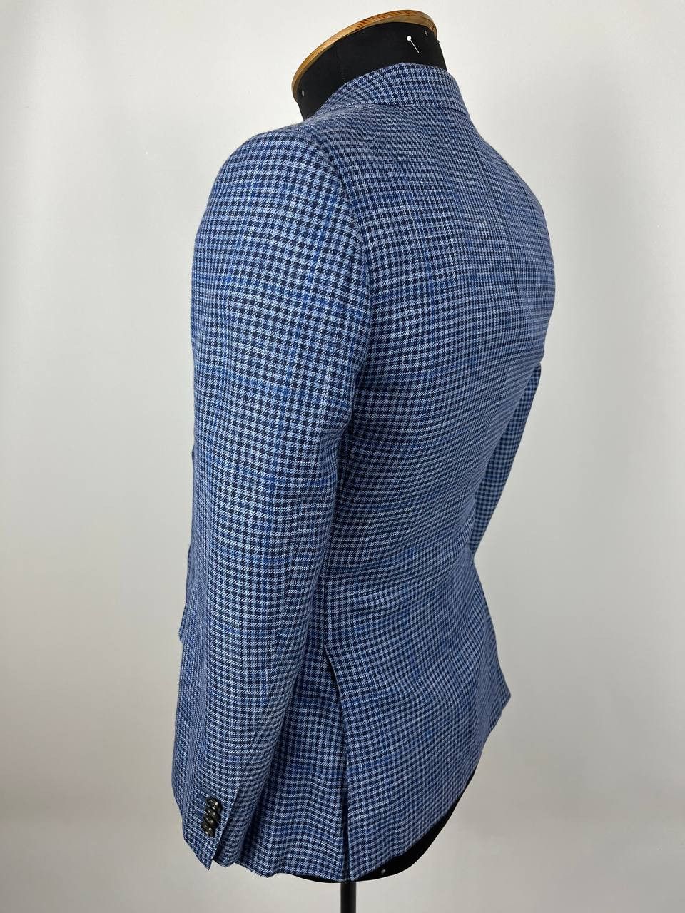 Suitsupply Suitsupply Lazio Wool Silk Linen Check Blue Blazer Size 44 Size 44R - 3 Thumbnail