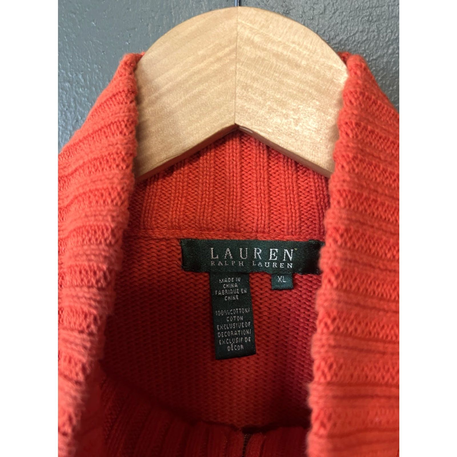Ralph Lauren Lauren Ralph Lauren Womens Red Knit Full Zip Mock Neck Sweatshirt Size XL Size XL / US 12-14 / IT 48-50 - 3 Thumbnail