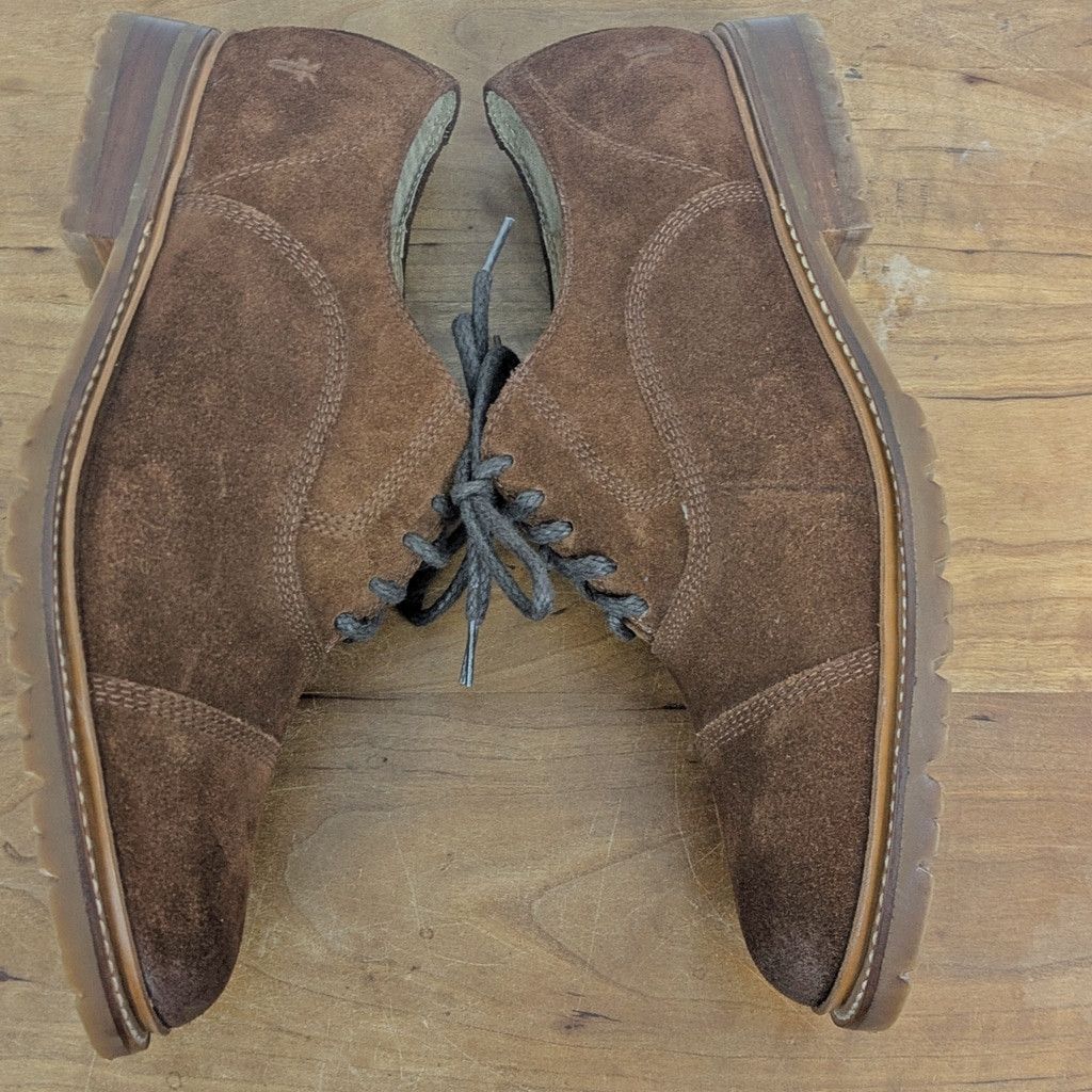 Frye Men's EUC FRYE Lug Sole Suede Captoe Oxford Shoes 10.5D Size US 10.5 / EU 43-44 - 4 Thumbnail