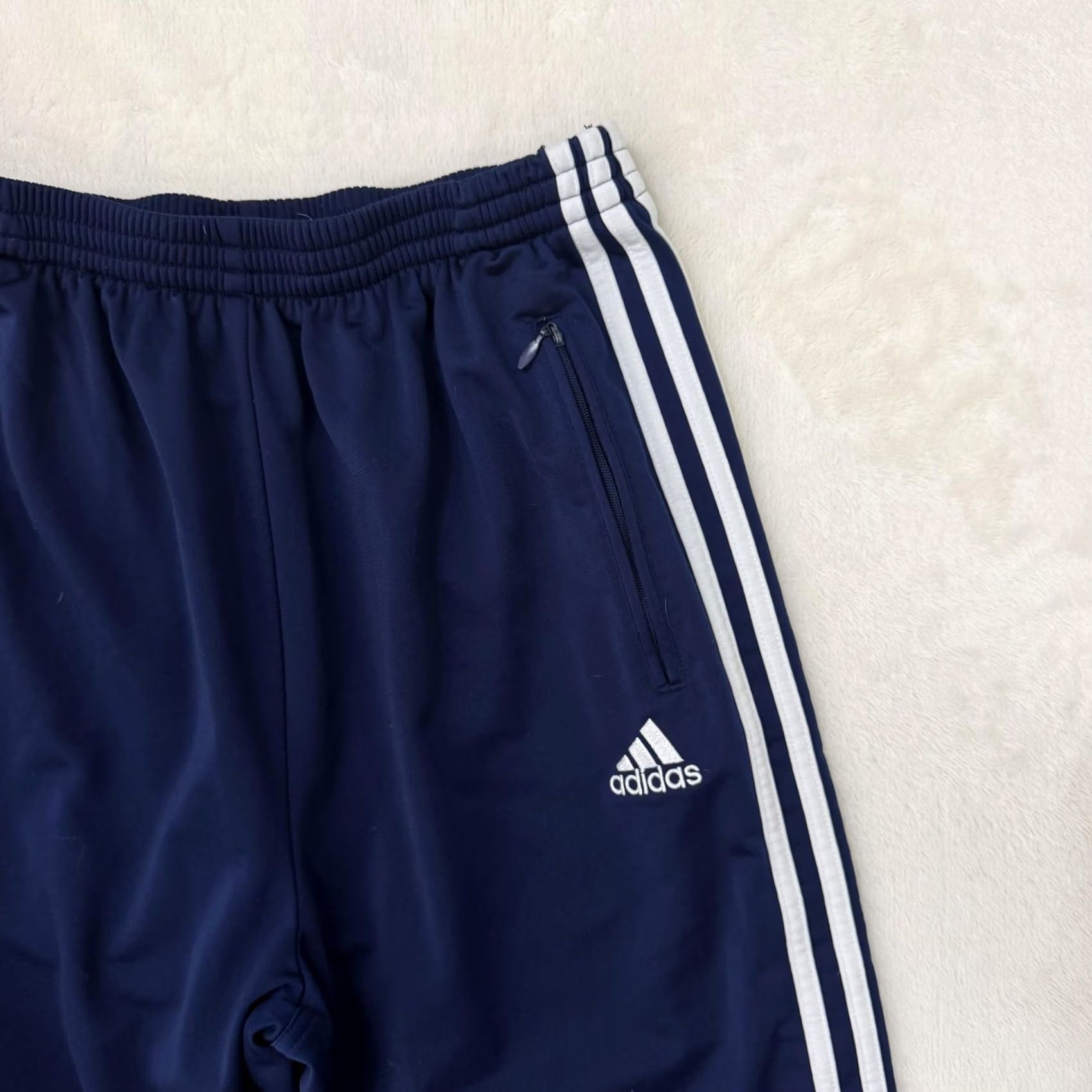 Adidas Adidas Track Pants Mens Medium 30x30 Blue 3 Stripe Tearaway Zip Pocket Pockets Side Stripe KnIT Knit Elastic Waist Tapered Regular Pants Mens Size US 31 - 2 Thumbnail