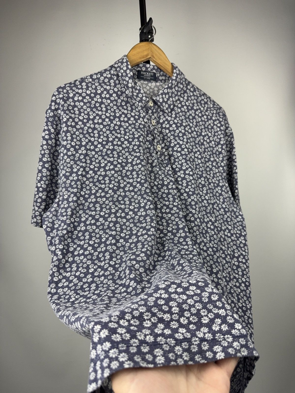 Hackett 00s Luxury Hackett London Floral Print Faded Polo Shirt Navy Size US XL / EU 56 / 4 - 5 Thumbnail