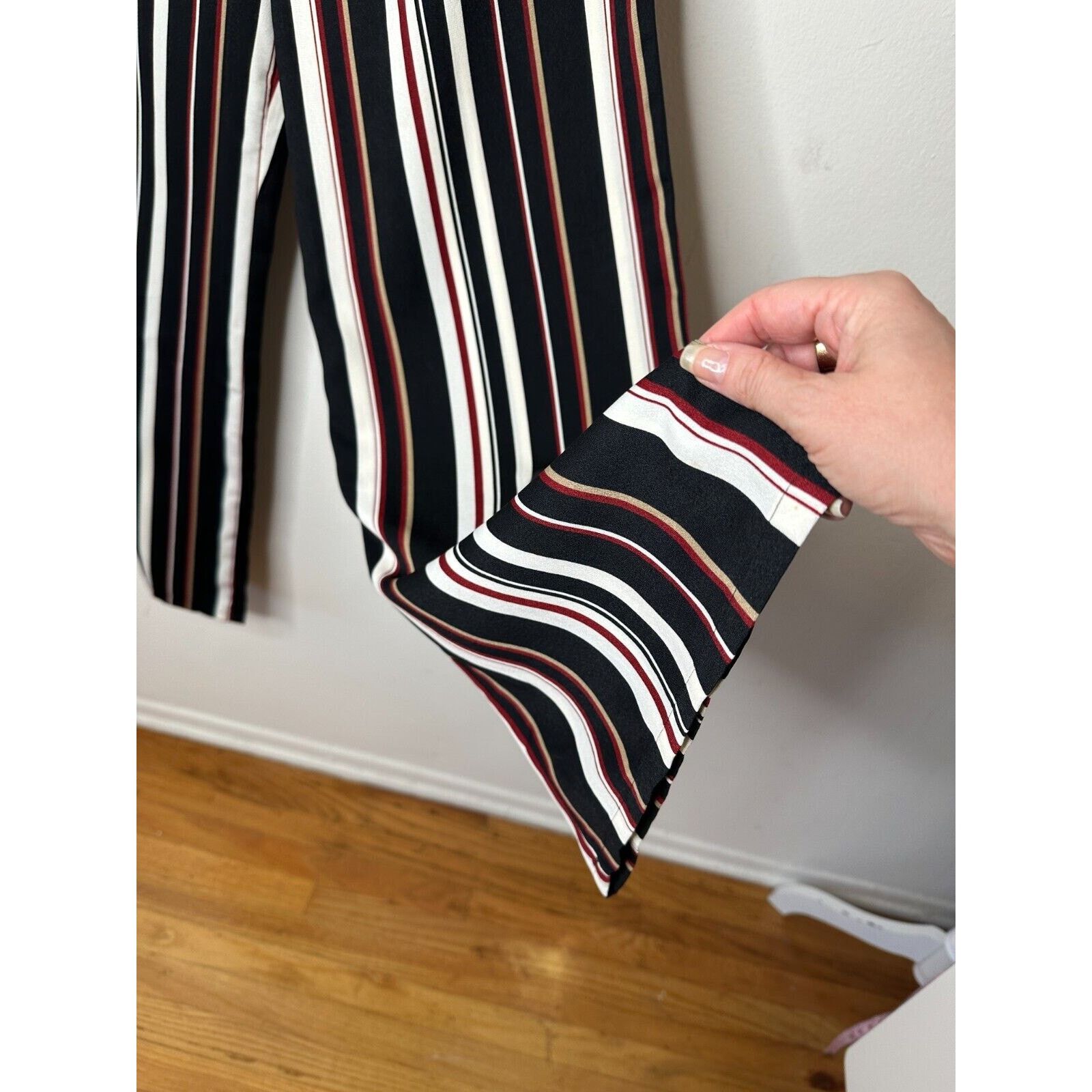 Other About Us Lenny Stripe Pants Flare Trousers Back Zip Pockets Size 36" / US 14 / IT 50 - 2 Thumbnail