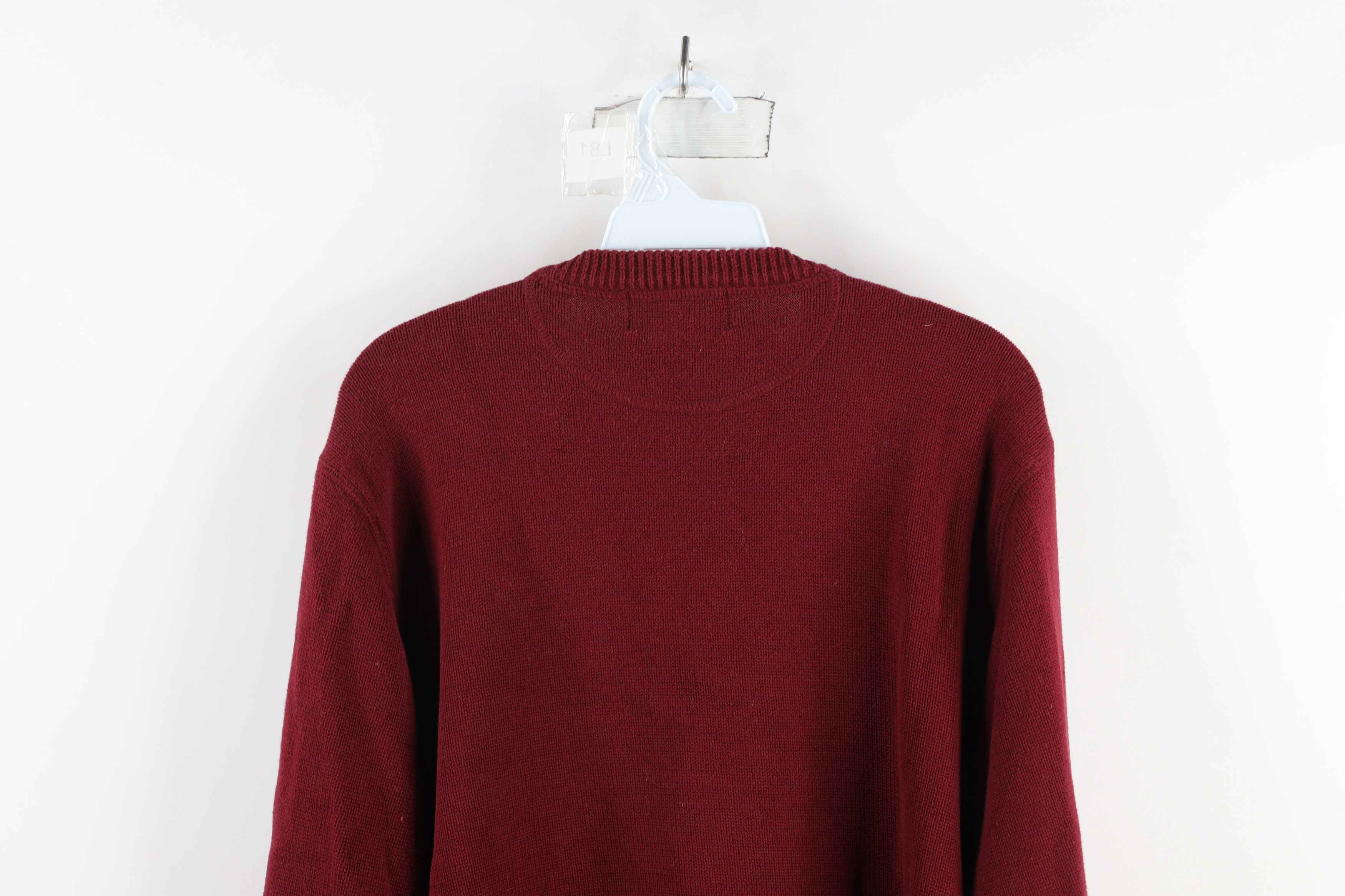Eddie Bauer × Vintage Vintage 90s Eddie Bauer Cotton Knit Crewneck Sweater Red Size US L / EU 52-54 / 3 - 7 Thumbnail