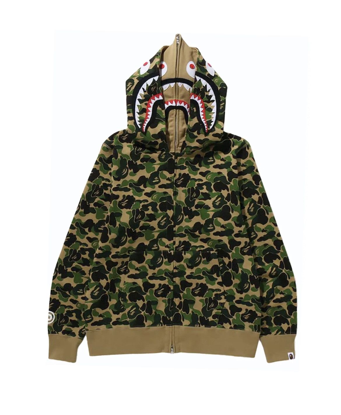 Image of Bape Green Abc Camo Double Shark Full Zip Hoodie (New), Men's (Size 2XL)