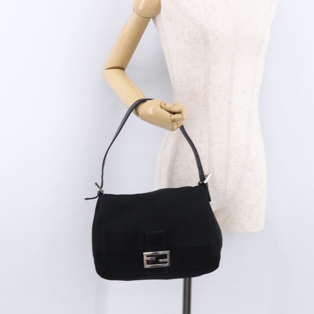 Fendi FENDI Mamma Baguette Shoulder Bag Cotton jersey Black Silver Size ONE SIZE - 25 Thumbnail