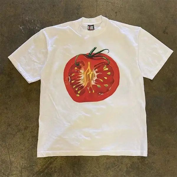 Japanese Brand Asaoka x Arai Tomato print white casual retro cotton tee Size US L / EU 52-54 / 3 - 3 Thumbnail