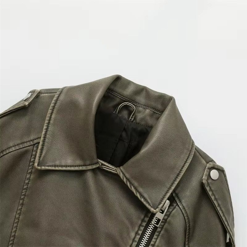 Jean Vintage Loose Zipper Pu Faux Leather Short Jacket Size L / US 10 / IT 46 - 3 Thumbnail