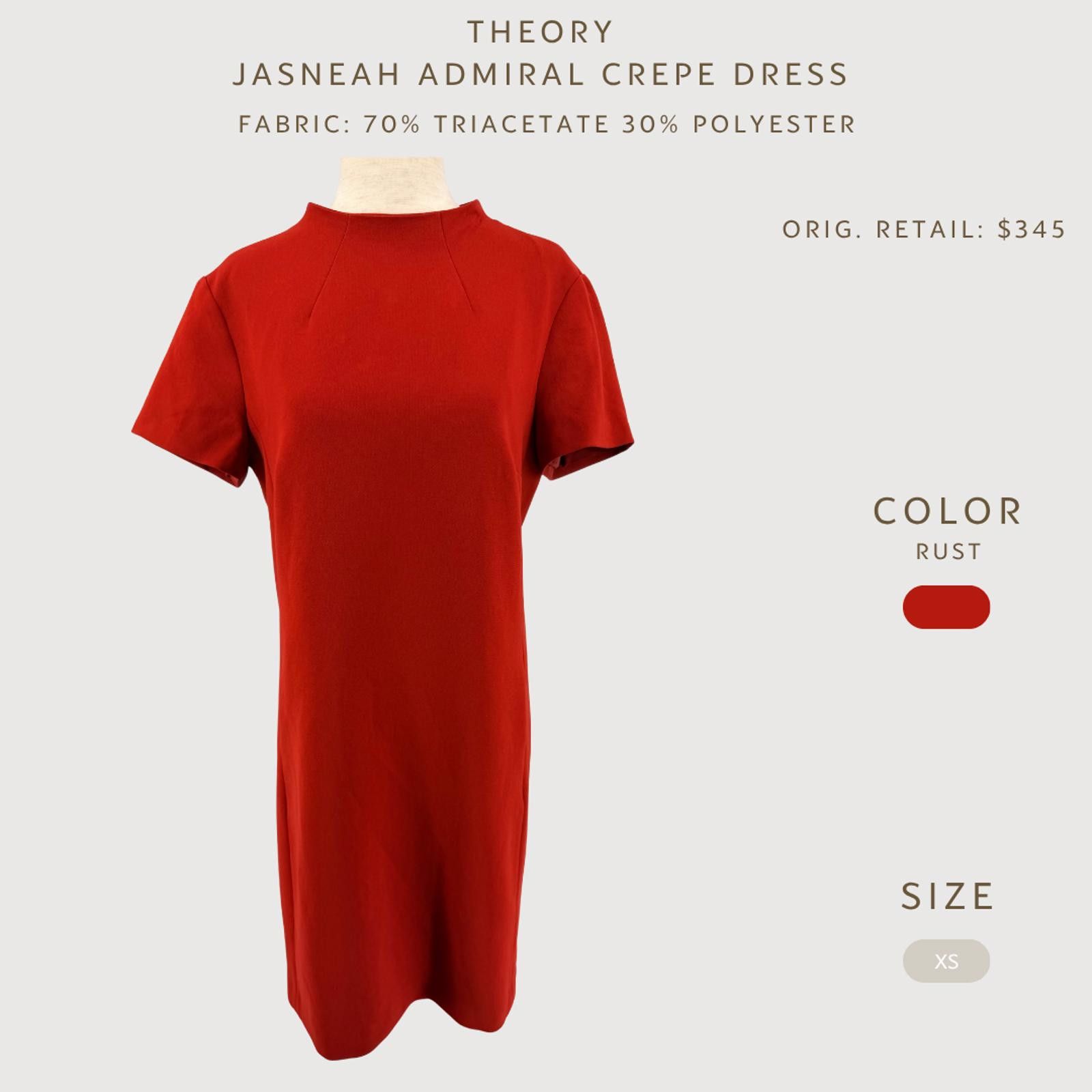 Theory Theory Admiral Crepe Shift Dress Rust XS Minimalist Size XS / US 0-2 / IT 36-38 - 2 Thumbnail