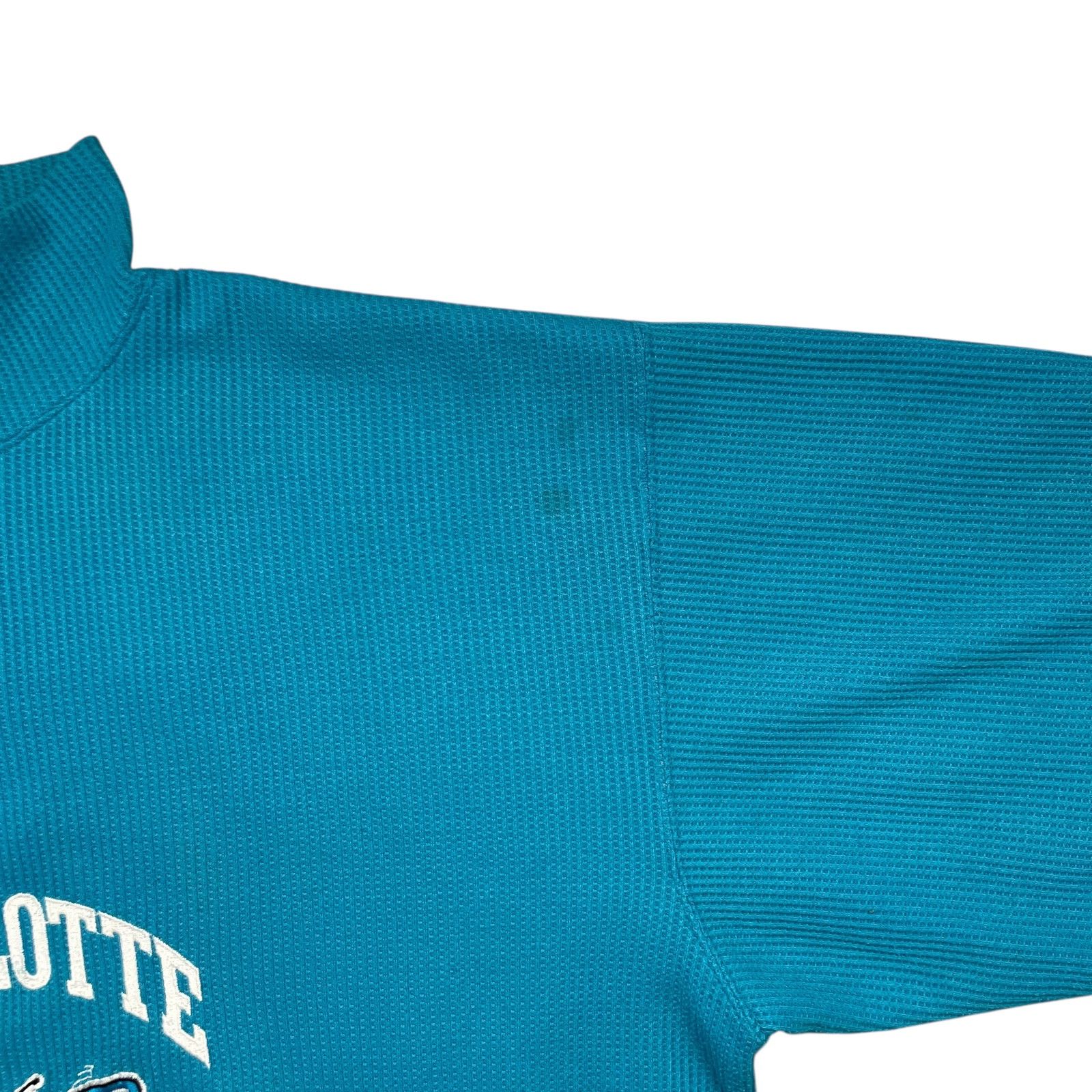 NBA × Starter × Vintage 90s CHARLOTTE HORNETS HALF ZIP WAFFLE SWEATSHIRT TEAL Size US L / EU 52-54 / 3 - 7 Thumbnail