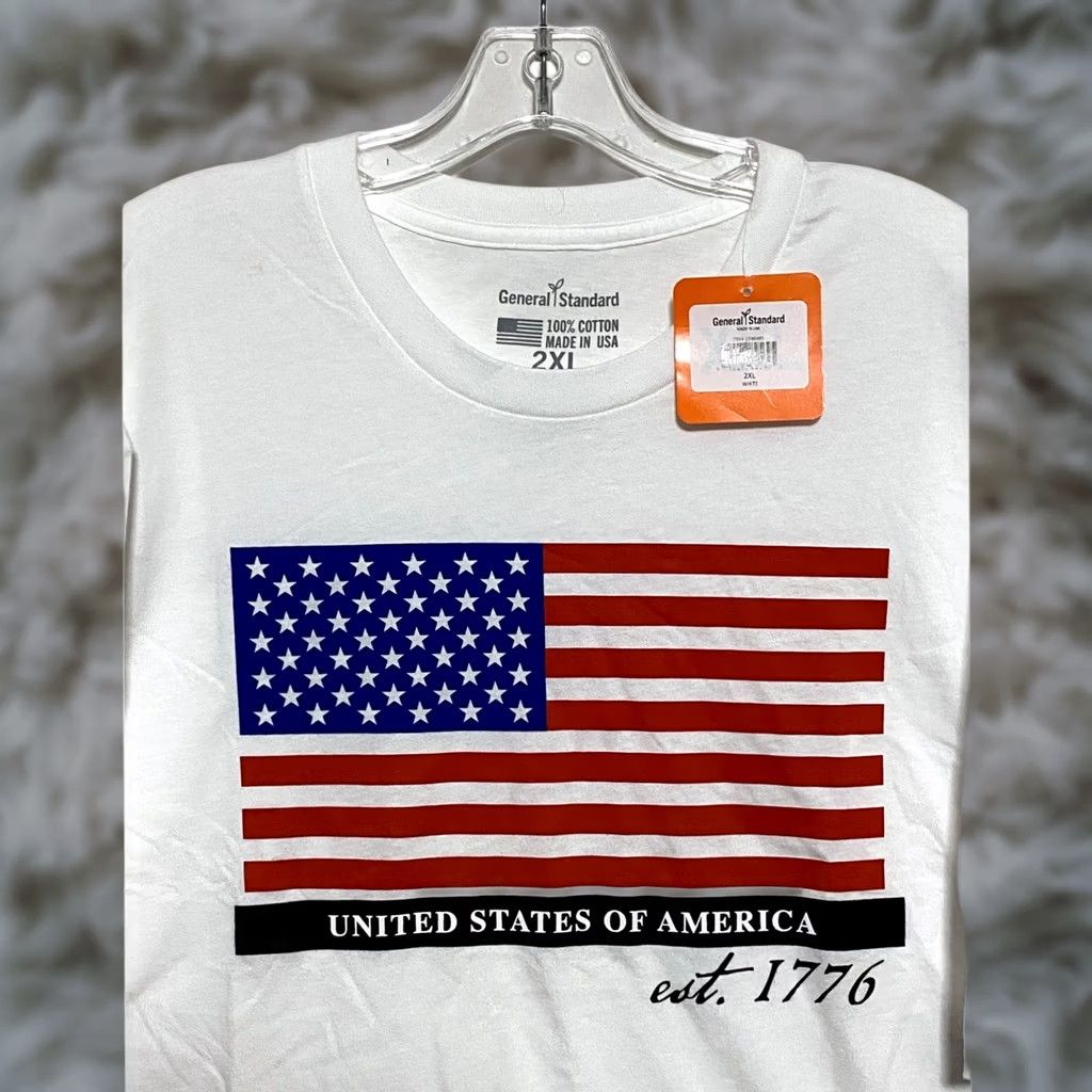 Vintage VINTAGE USA American Flag Est 1176 White T Shirt Mens 2XL Patriotic 4th of July NWT Size US XXL / EU 58 / 5 - 1 Thumbnail