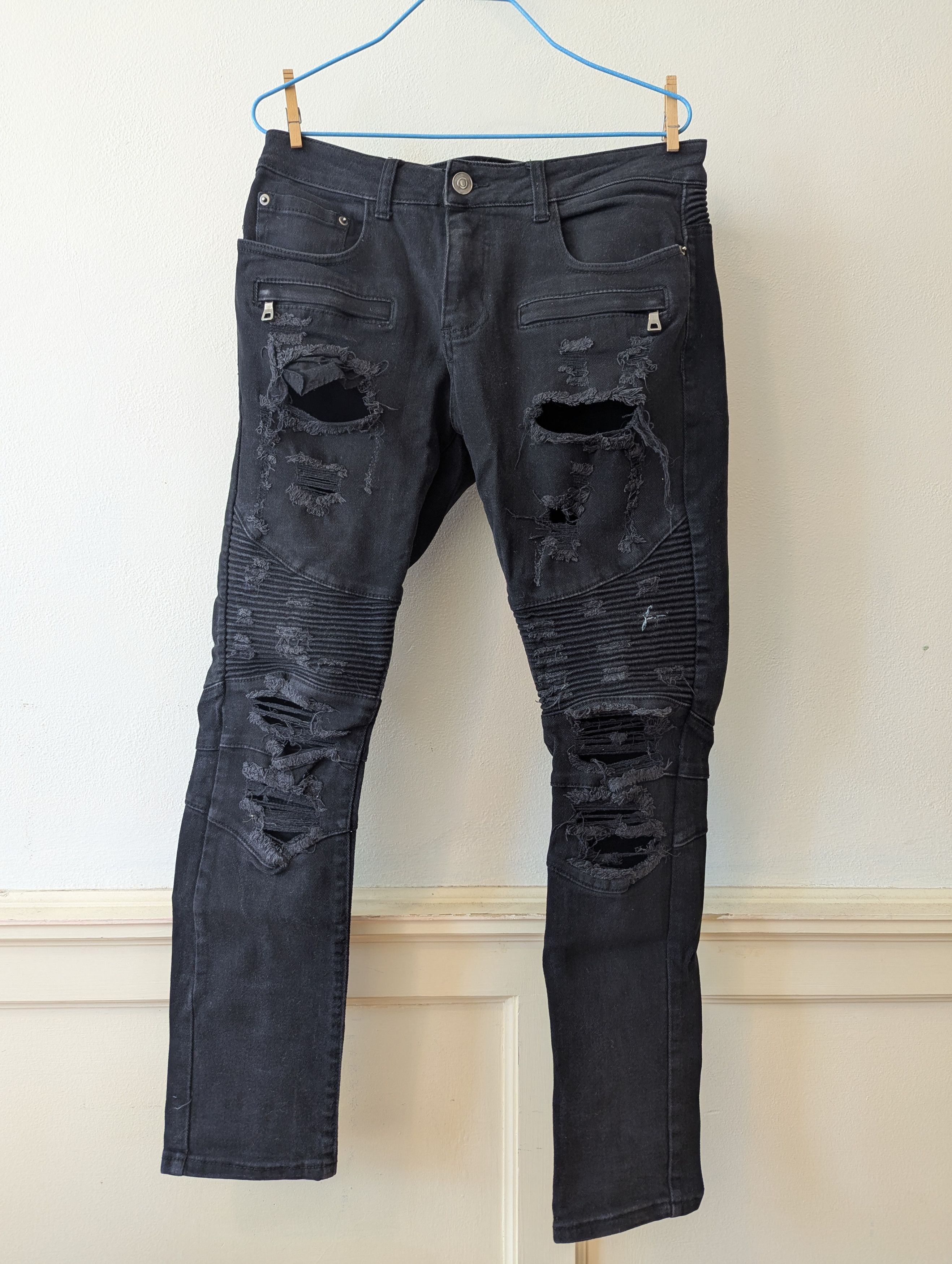 Other BLACK Premium Ripped, Ribbed & Distressed Skinny Jeans Size US 32 / EU 48 - 1 Thumbnail