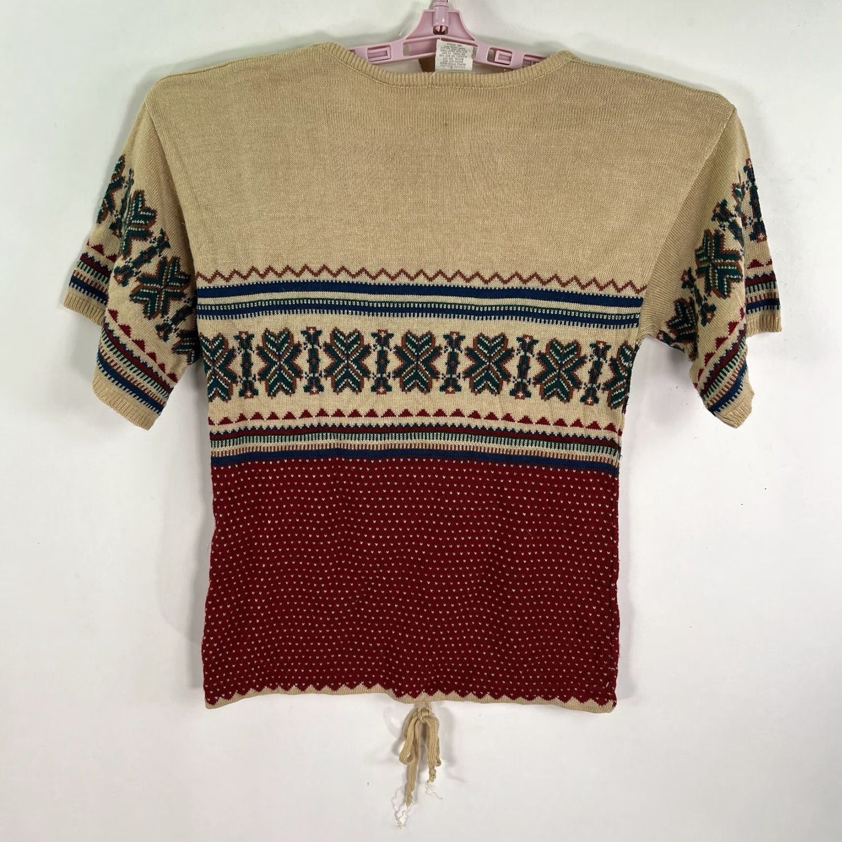 Vintage VINTAGE Key Boho Sweater Women's Size S Fair Isle Knitted Red Fall Winter 80s Size S / US 4 / IT 40 - 7 Thumbnail
