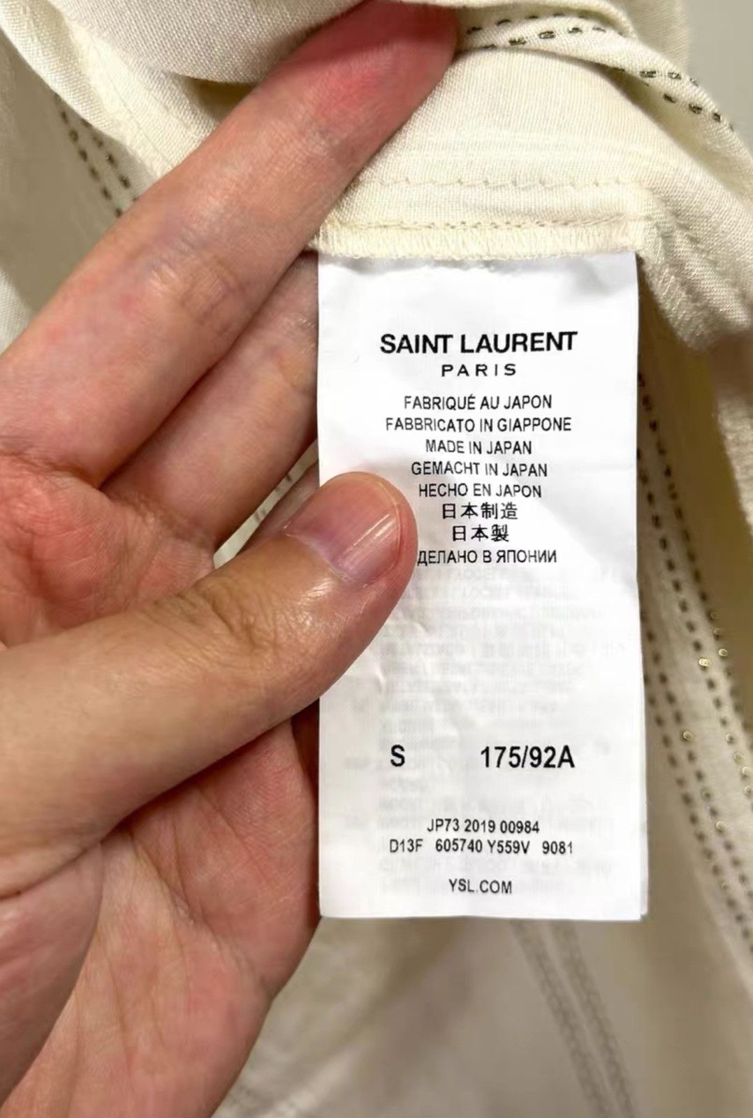 Saint Laurent Paris Saint Laurent Off-White Metallic Woven Striped Shirt Size US S / EU 44-46 / 1 - 7 Thumbnail