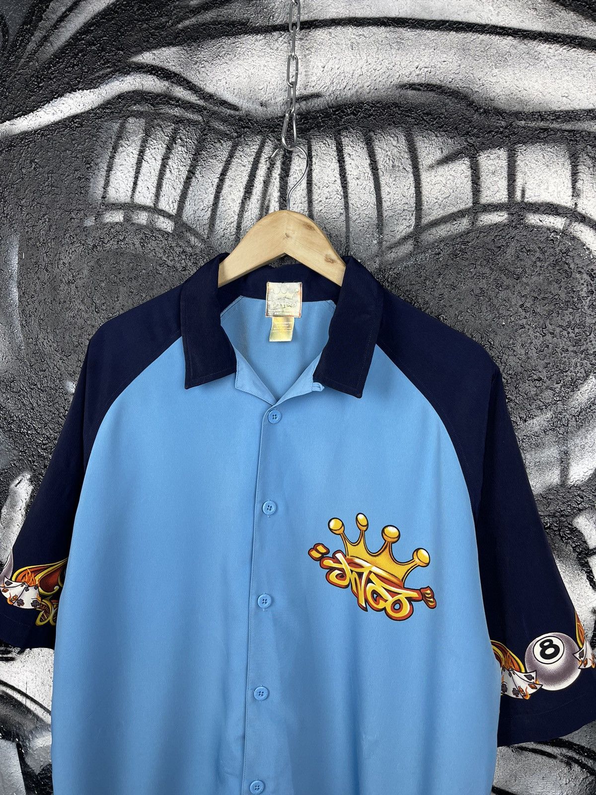 JNCO JNCO Vintage Y2K 8 Ball Logo Blue Polyester Short Sleeve Shirt Men’s Size XL Size US XL / EU 56 / 4 - 2 Thumbnail