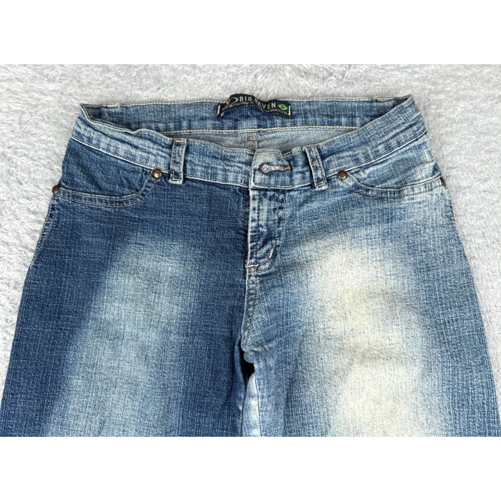 Vintage Big Seven Jeans Womens Flared Jeans 24 Blue Denim Distressed Low Rise 24x32 US Party Vintage: No Size 42" / US 20 - 4 Thumbnail