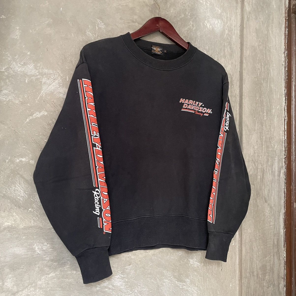 Harley Davidson × Vintage Vintage Y2K Harley Davidson Racing Sweatshirt Black Size US M / EU 48-50 / 2 - 3 Thumbnail