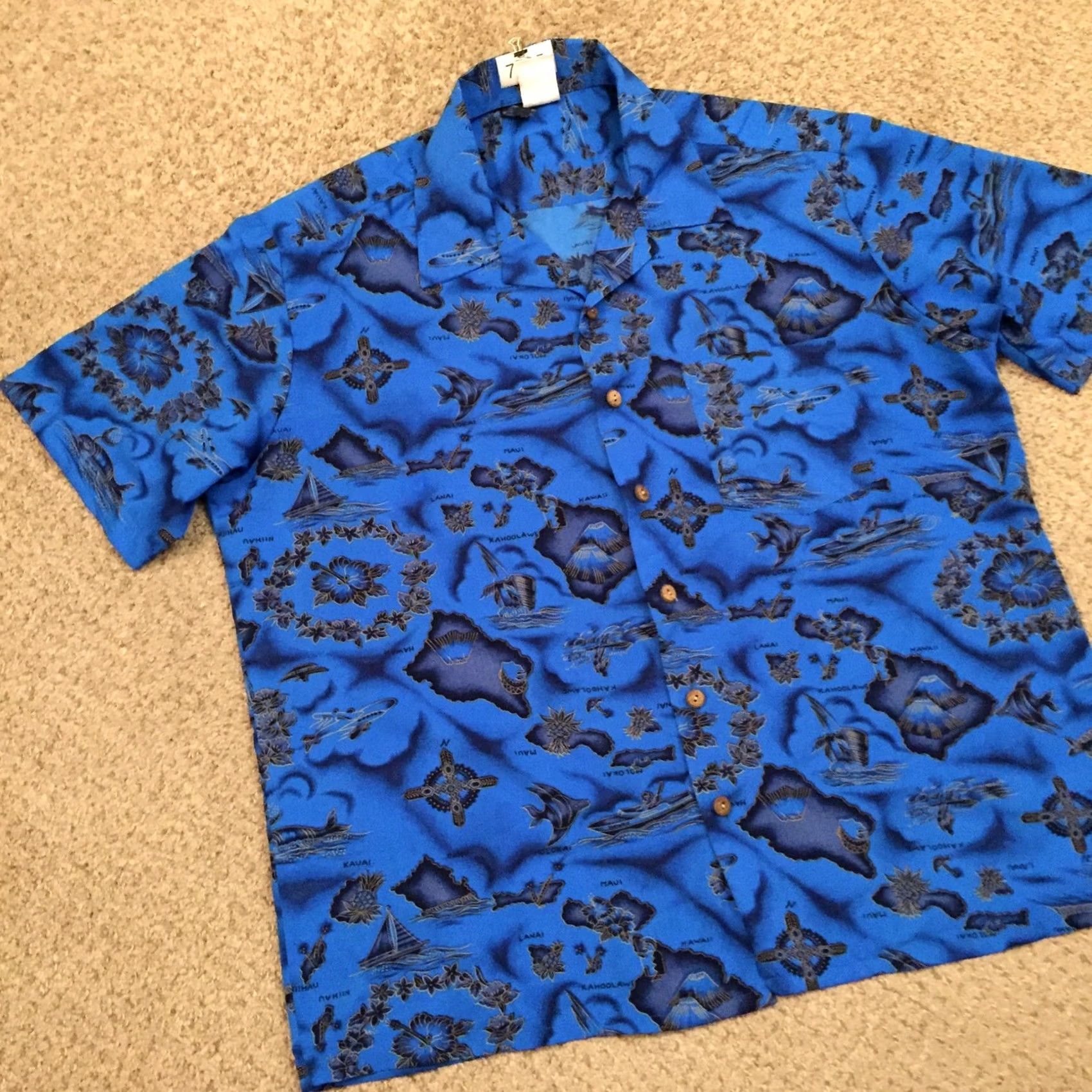 Vintage Kennington Hawaiian Shirt Mens XL Blue Short Sleeve Button-Up All Over Print Size US XL / EU 56 / 4 - 5 Thumbnail