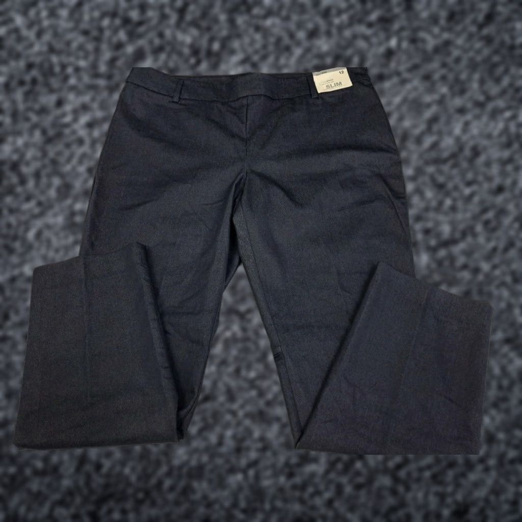 Vintage NWT New York & Co Womens Mid Rise Slim Ankle Pants Stretch Side Zip Blu 12 #6791 Size 34" / US 12 / IT 48 - 1 Thumbnail