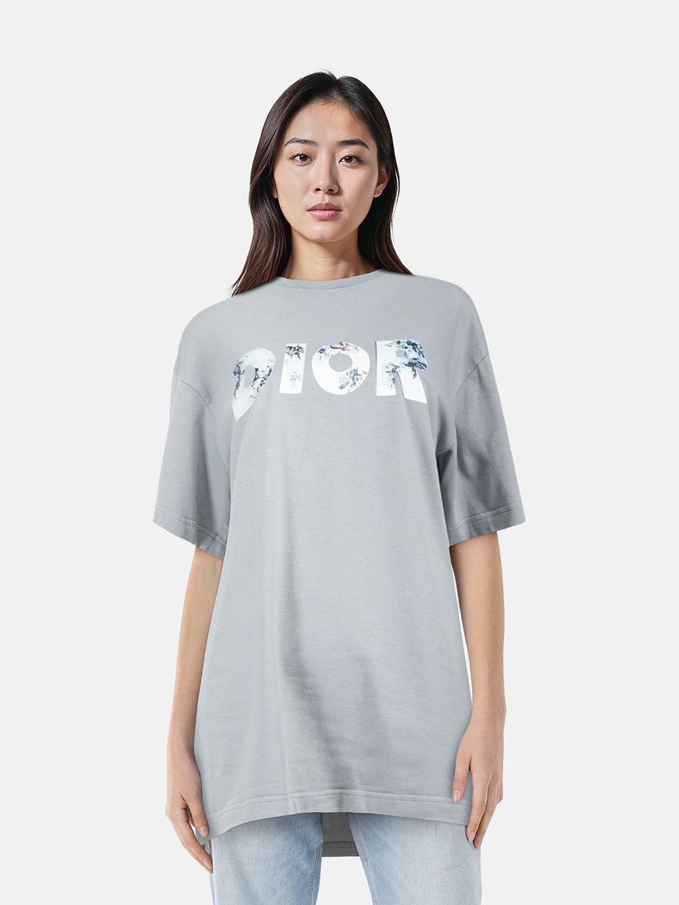 Dior Blue Floral Logo Print T-Shirt Size L / US 10 / IT 46 - 1 Thumbnail