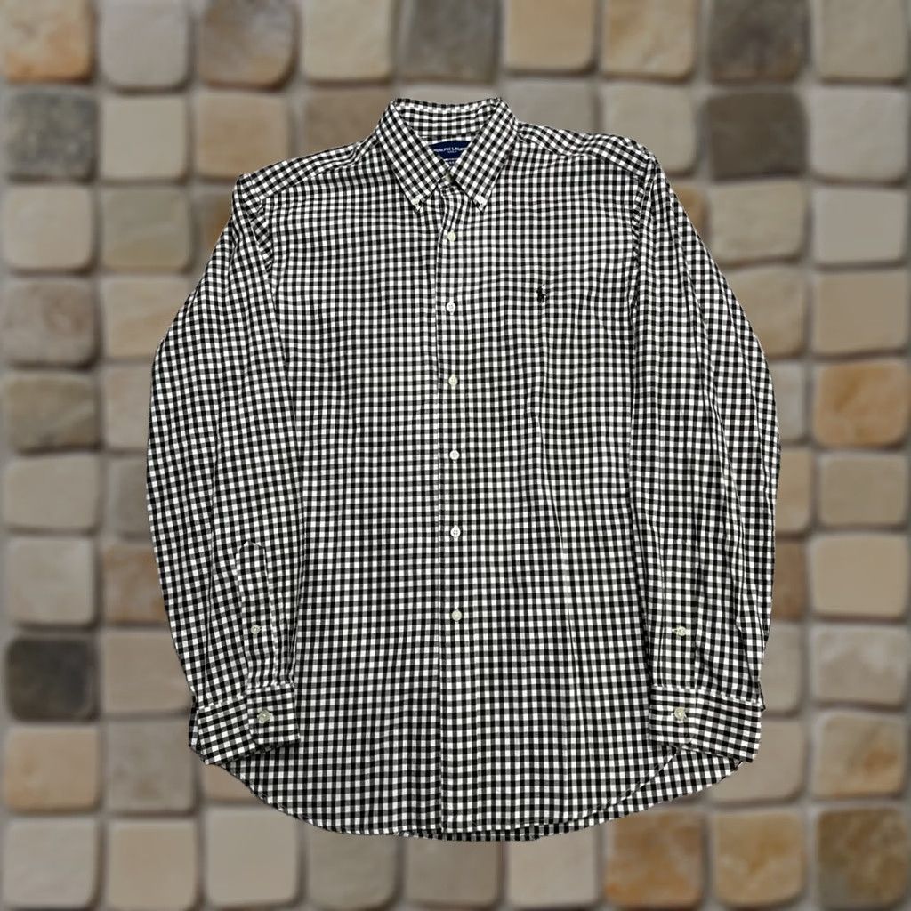 Ralph Lauren Ralph Lauren Golf Shirt Mens Large Black Cotton Gingham Flannel Classic Fit Button-Up Size US L / EU 52-54 / 3 - 1 Thumbnail