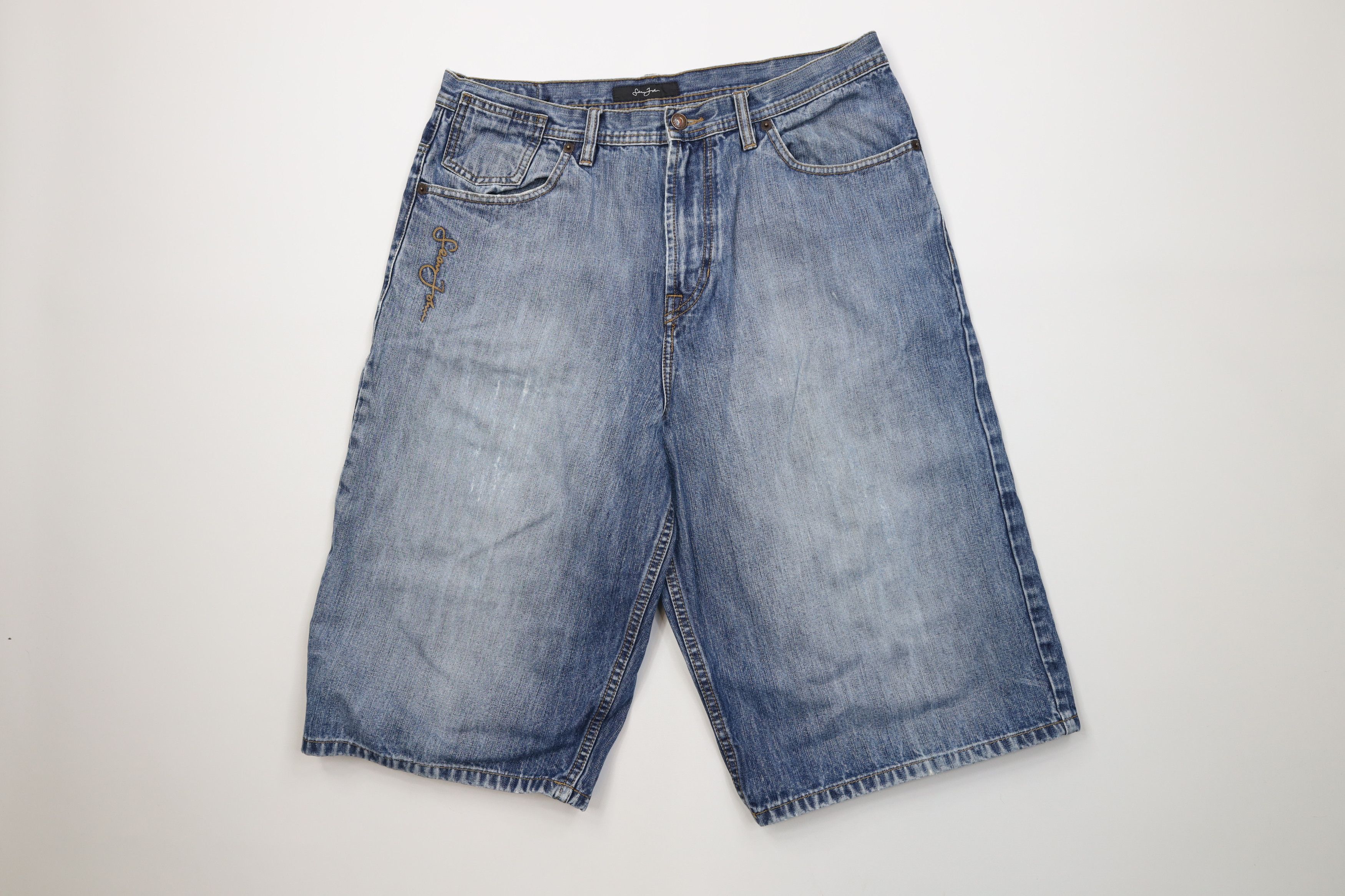 Sean John Vintage 90s Y2K Sean John Baggy Denim Jean Shorts Jorts Blue Size US 34 / EU 50 - 1 Thumbnail