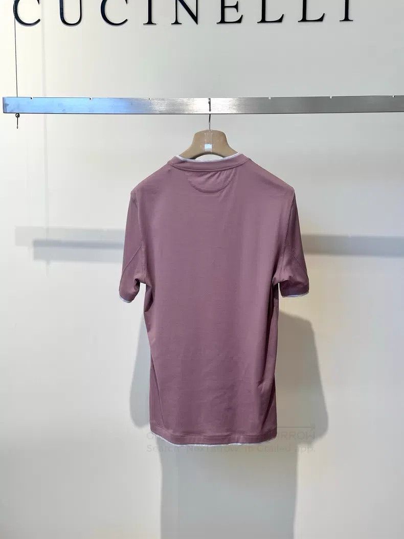 Brunello Cucinelli Brunello Cucinelli Men's Solid Color Mock Two-Piece T-Shir Size US XS / EU 42 / 0 - 7 Thumbnail