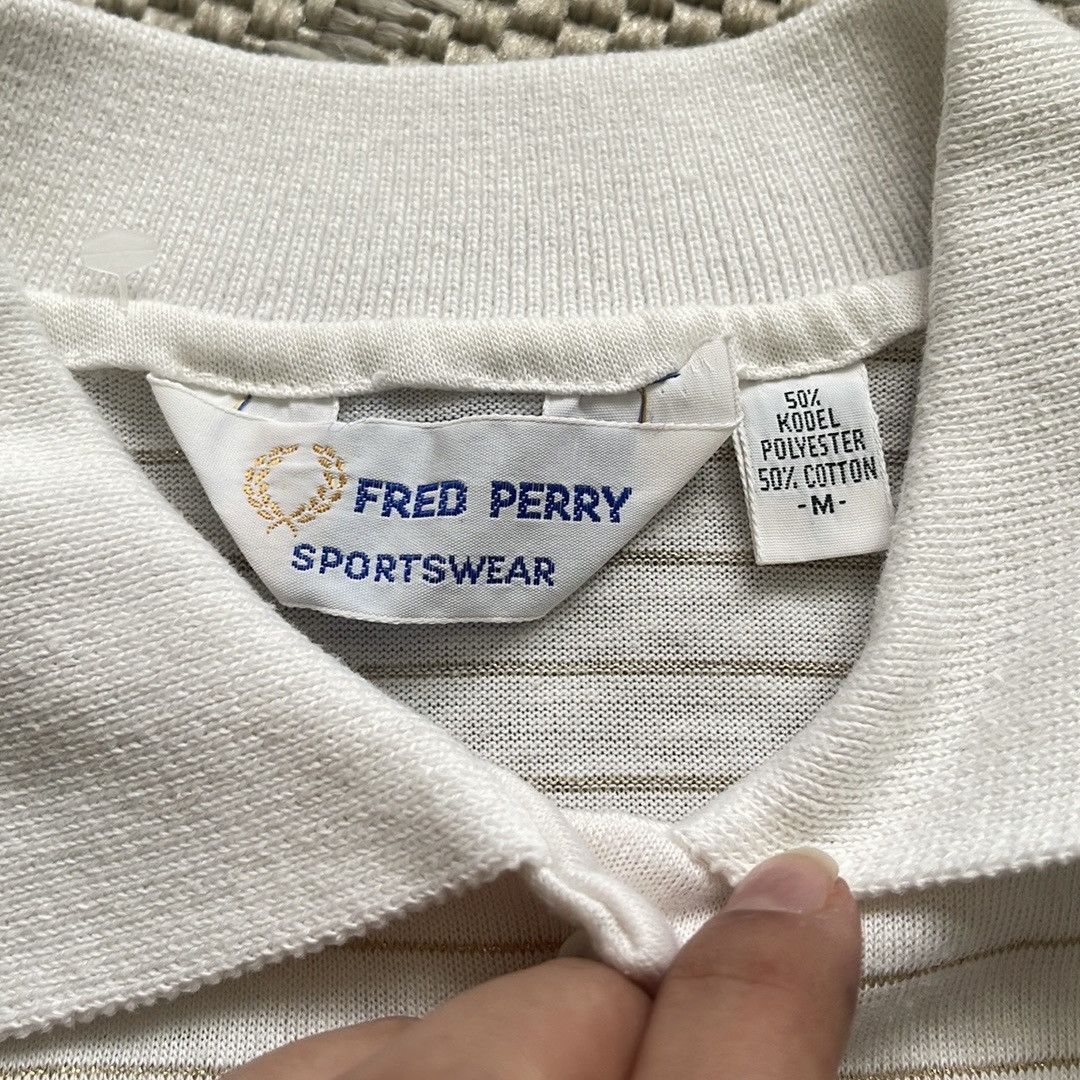 Fred Perry VTG Fred Perry Metallic Gold Stripe Polo Shirt Size M / US 6-8 / IT 42-44 - 4 Thumbnail