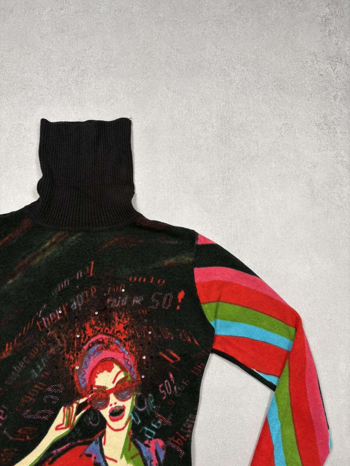 Custo Barcelona Vintage Custo Barcelona Wool Turtleneck Sweater Graphic Y2K Size M / US 6-8 / IT 42-44 - 3 Thumbnail