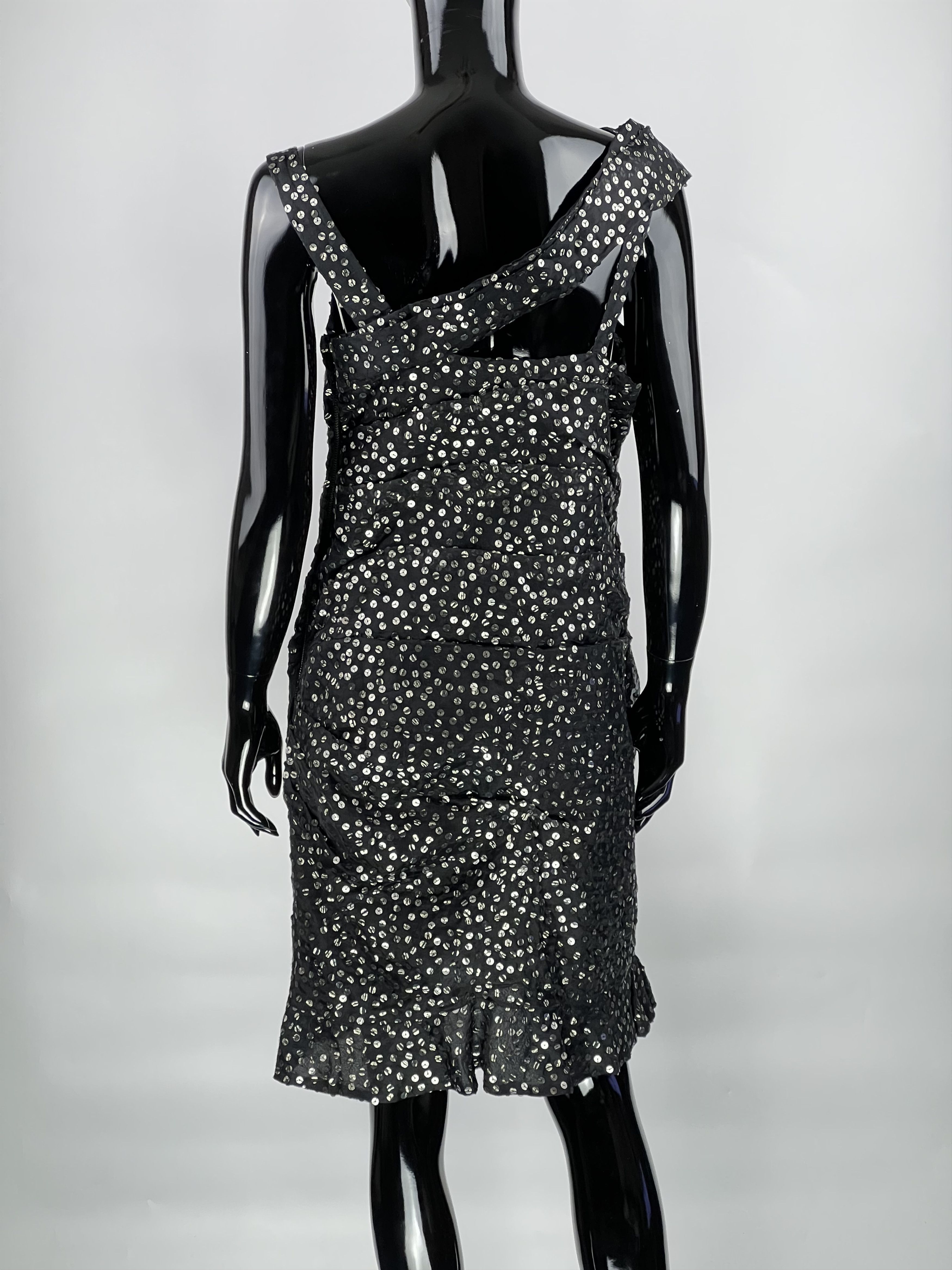 Isabel Marant Isabel Marant Asymmetrical Dress Black Sequined Silk Organza Size XL / US 12-14 / IT 48-50 - 2 Thumbnail