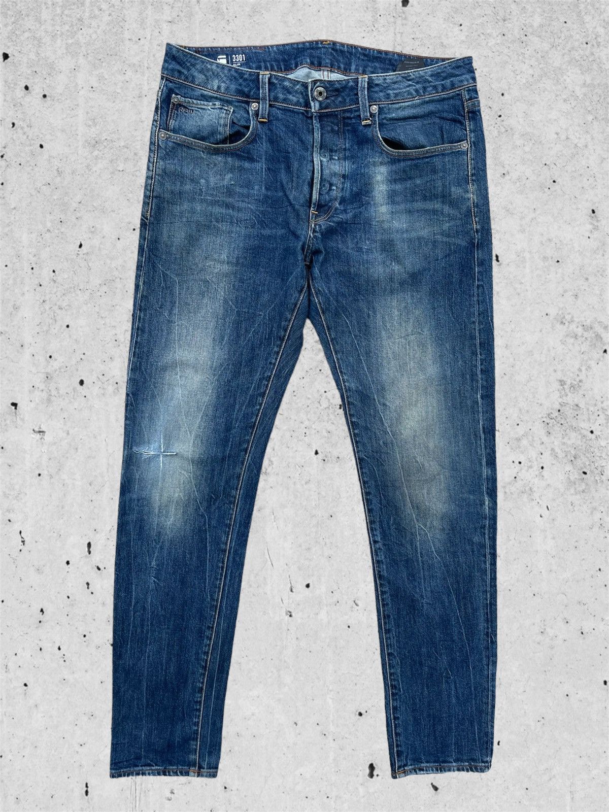 Japanese Brand 🔥 Raw G-Star Distressed Denim Slim Fit W34🔥 Size US 34 / EU 50 - 2 Thumbnail