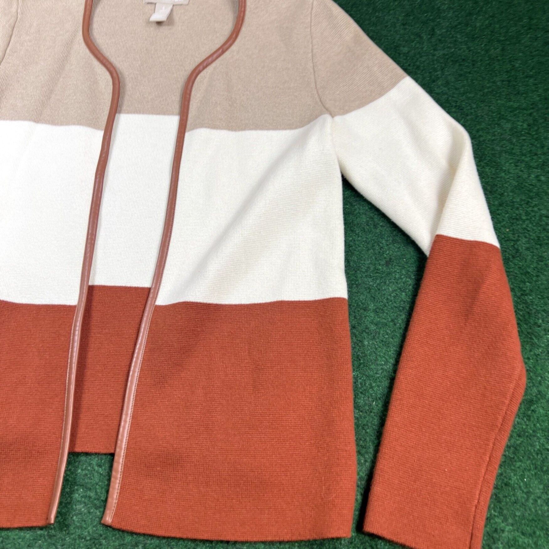 Banana Republic Banana Republic Sweater Brown Striped Women Small Lightweight Cardigan Size S / US 4 / IT 40 - 3 Thumbnail