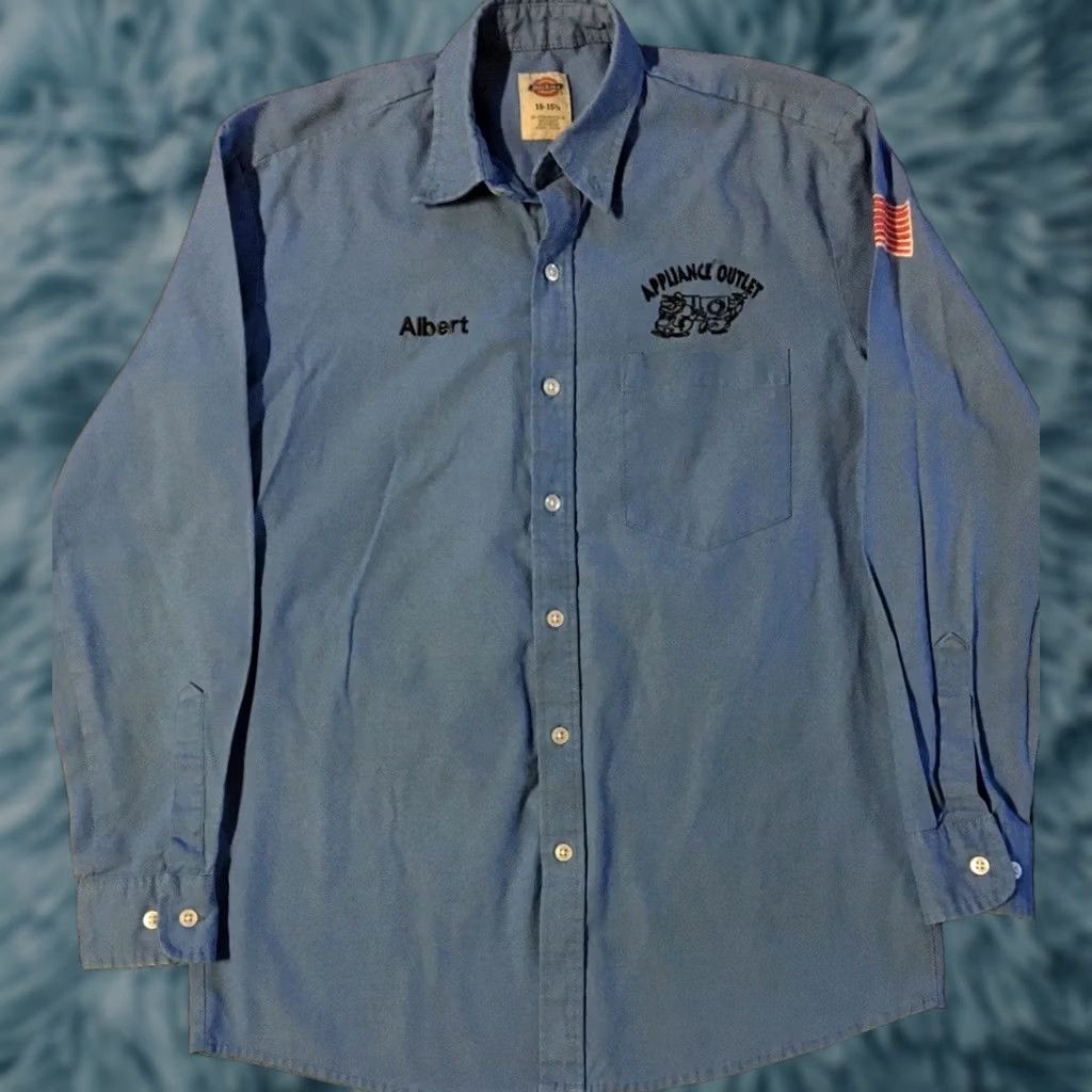 Dickies VINTAGE Dickies Work Shirt Long Sleeve M Blue 90s Biker Trucker Grunge Punk Retro Logo Pocket Shirt Mens Size US M / EU 48-50 / 2 - 1 Thumbnail