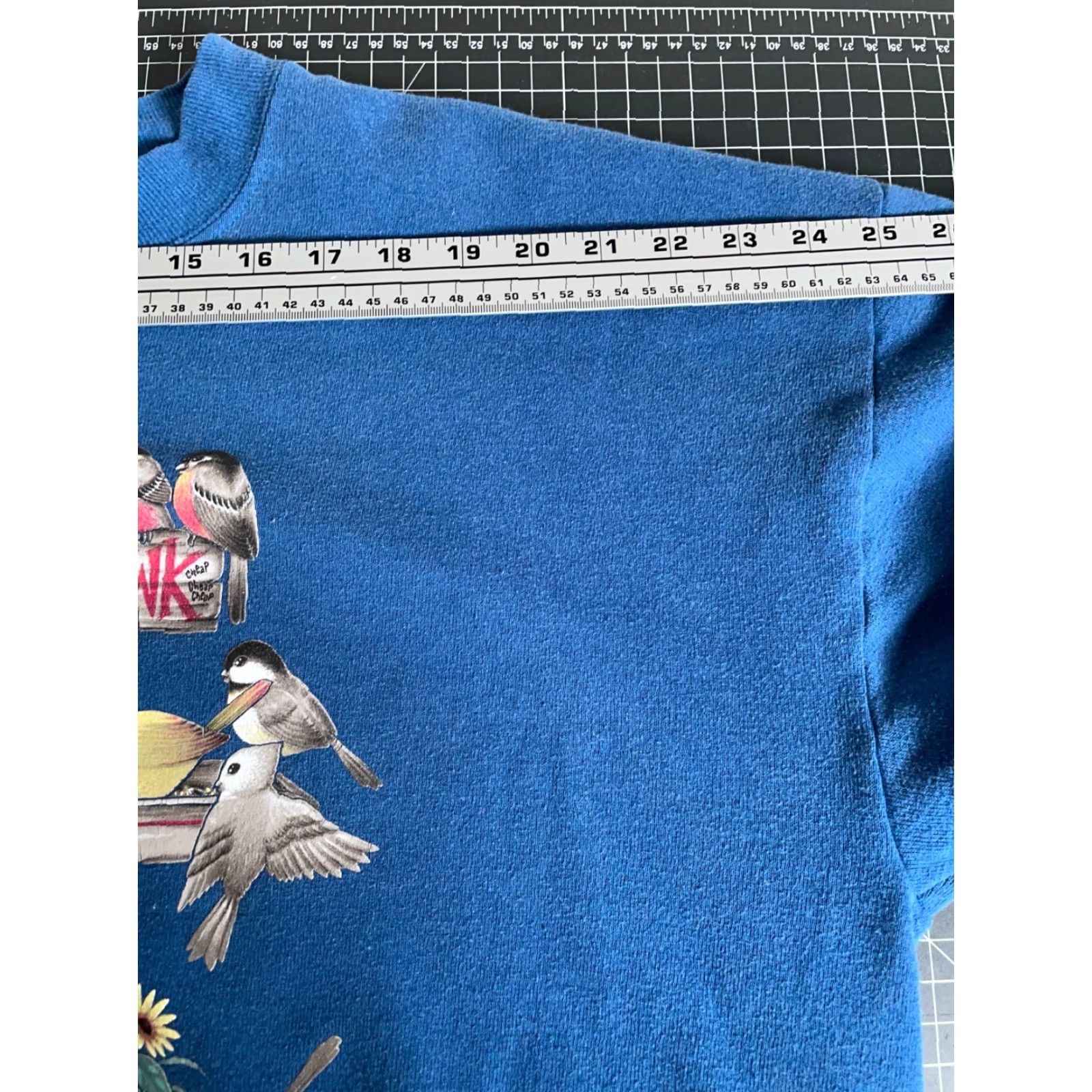 Vintage Morning Sun Grandma Bird Sweatshirt Women's XL Blue Crewneck Double Sided Flower Size XL / US 12-14 / IT 48-50 - 6 Thumbnail