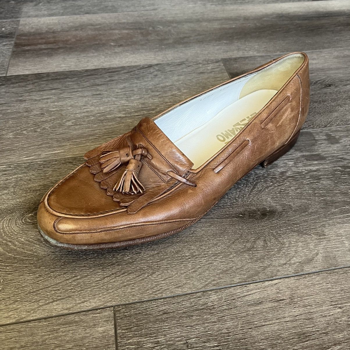Designer Vintage Salvatore Ferragamo Tassel Leather Loafers Shoes Low Size US 10 / EU 43 - 9 Thumbnail