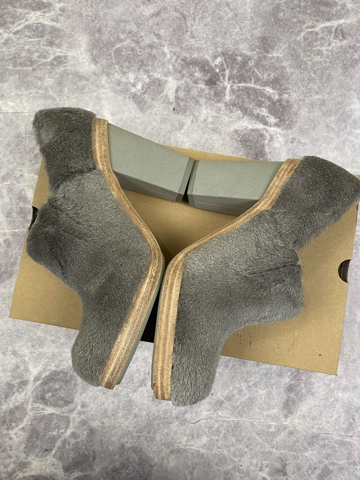 Eckhaus Latta Ugg x Eckhaus Latta Grey Fur Cone Heels Mules Size US 7 / IT 37 - 4 Thumbnail