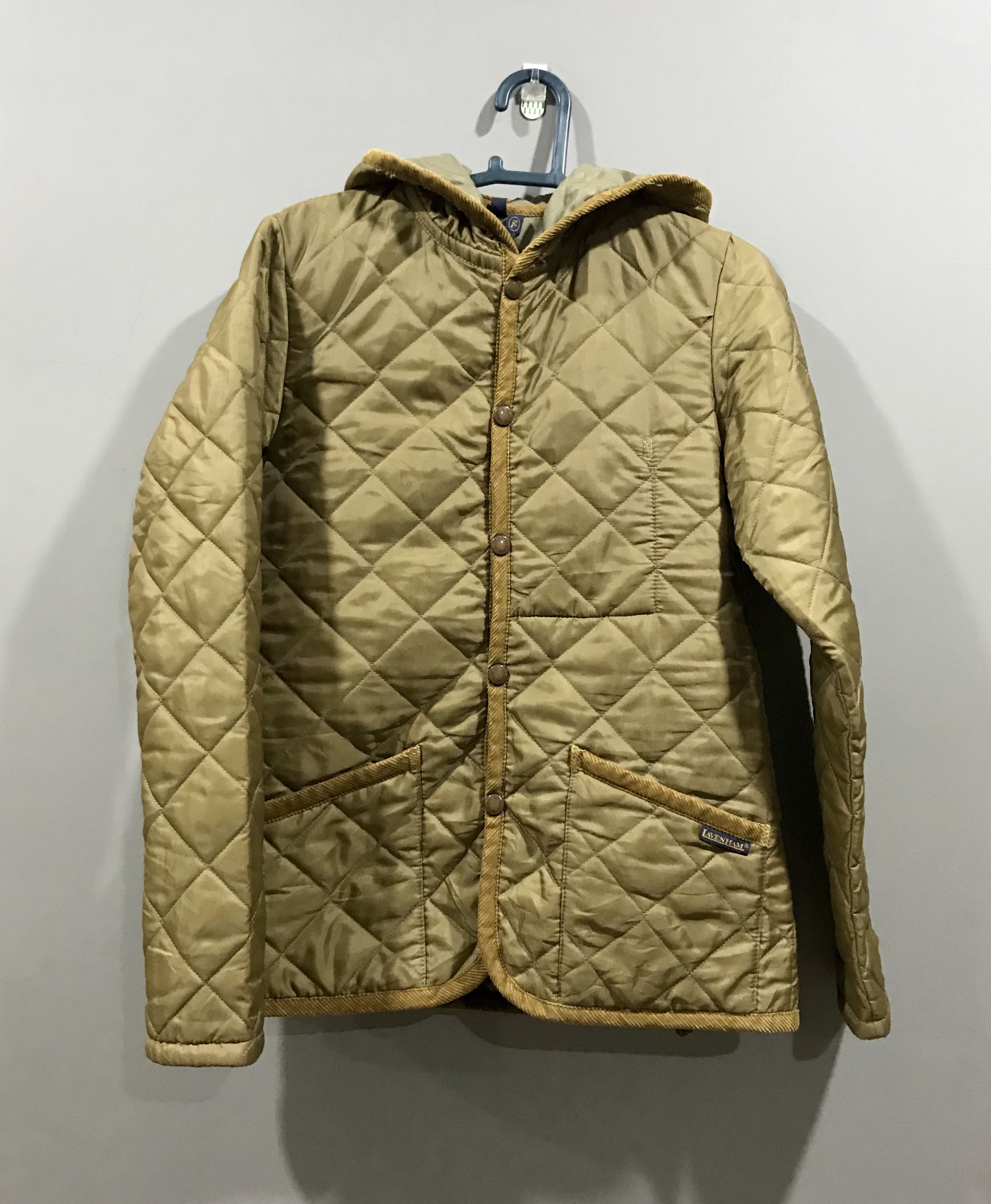 image of Lavenham Quilted Hooded Jacket Made In Uk in Brown, Men's (Size Small)