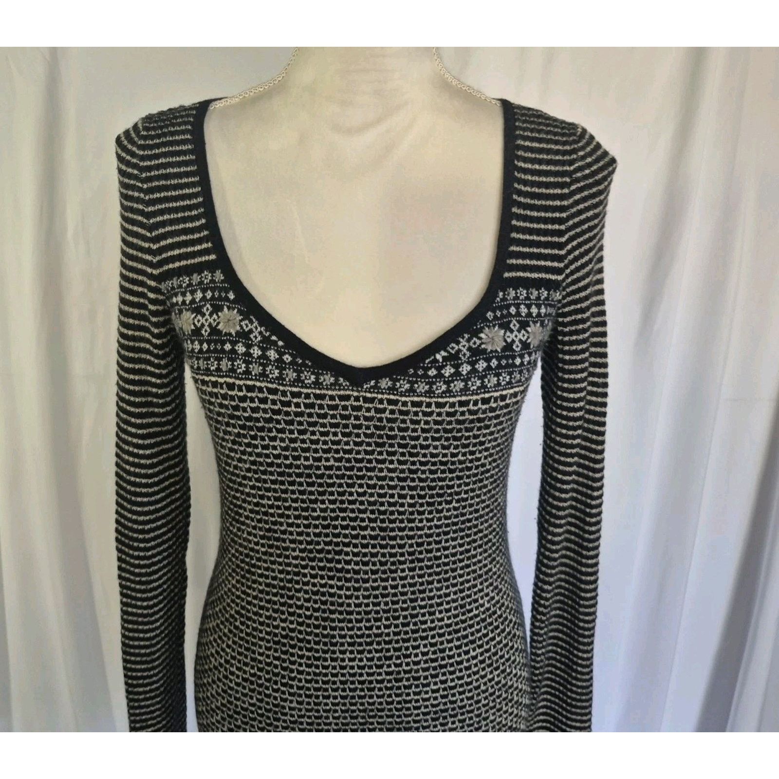 Free People Free People Y2K Women's Black Wool Blend Boho Sweater Large Size L / US 10 / IT 46 - 4 Thumbnail