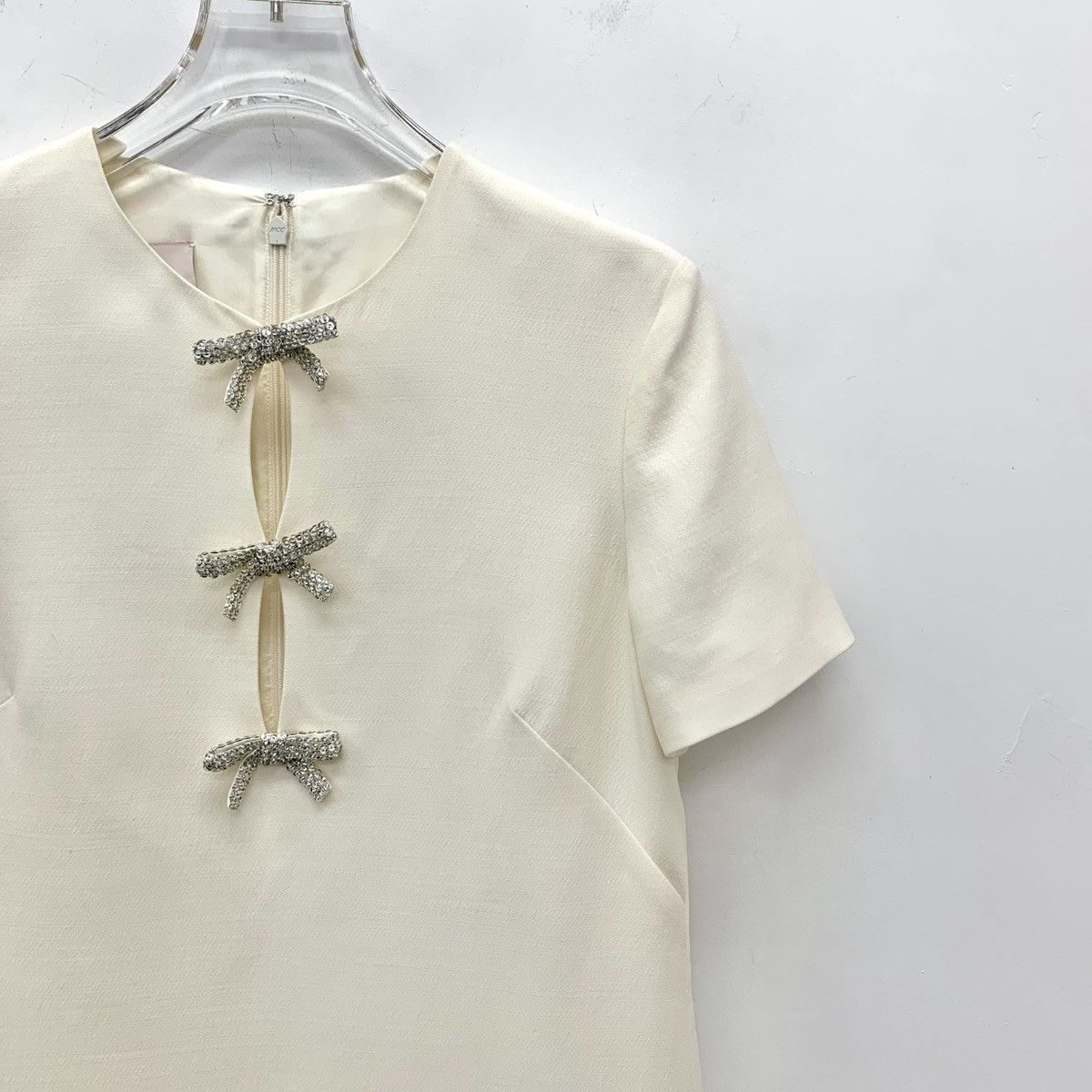 Valentino Valentino Bow Diamond-embellished Short Sleeve Dress K26WX Size M / US 6-8 / IT 42-44 - 3 Thumbnail