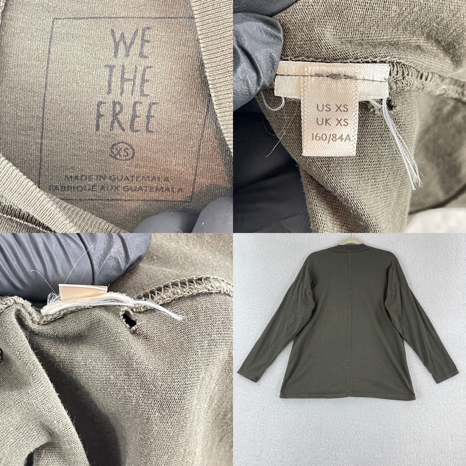 Vintage We The Free Womens T-Shirt Pullover Crew Neck XS Green Minimalist Cotton LS Size XS / US 0-2 / IT 36-38 - 8 Thumbnail