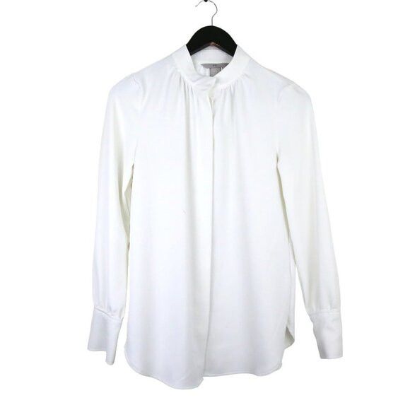 H&M H&M Stand-up Collar White Long Sleeve Blouse Size XS Size XS / US 0-2 / IT 36-38 - 1 Thumbnail